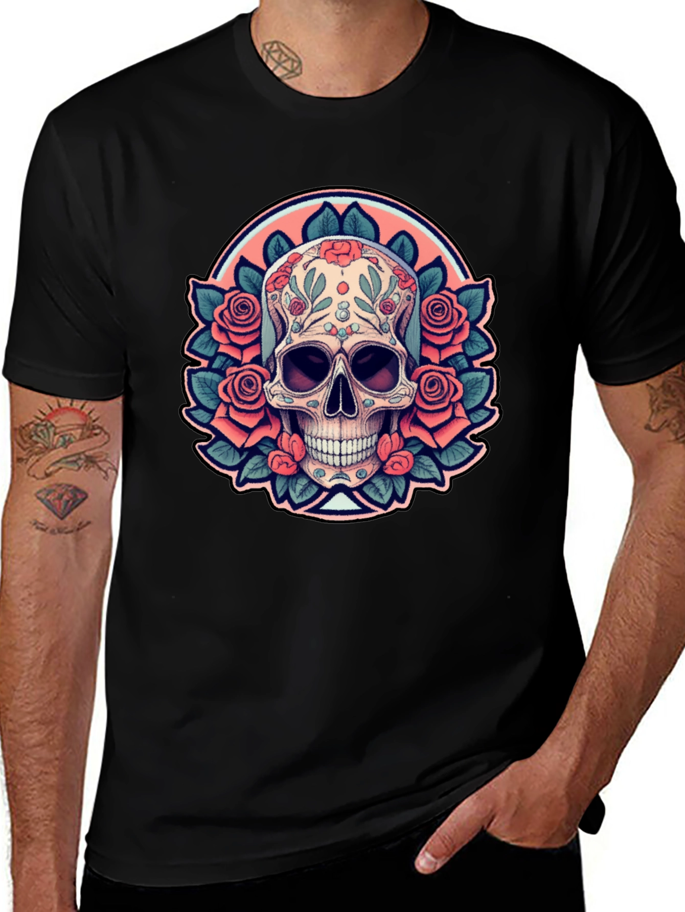 Sugar Skull Rose Black T-Shirt