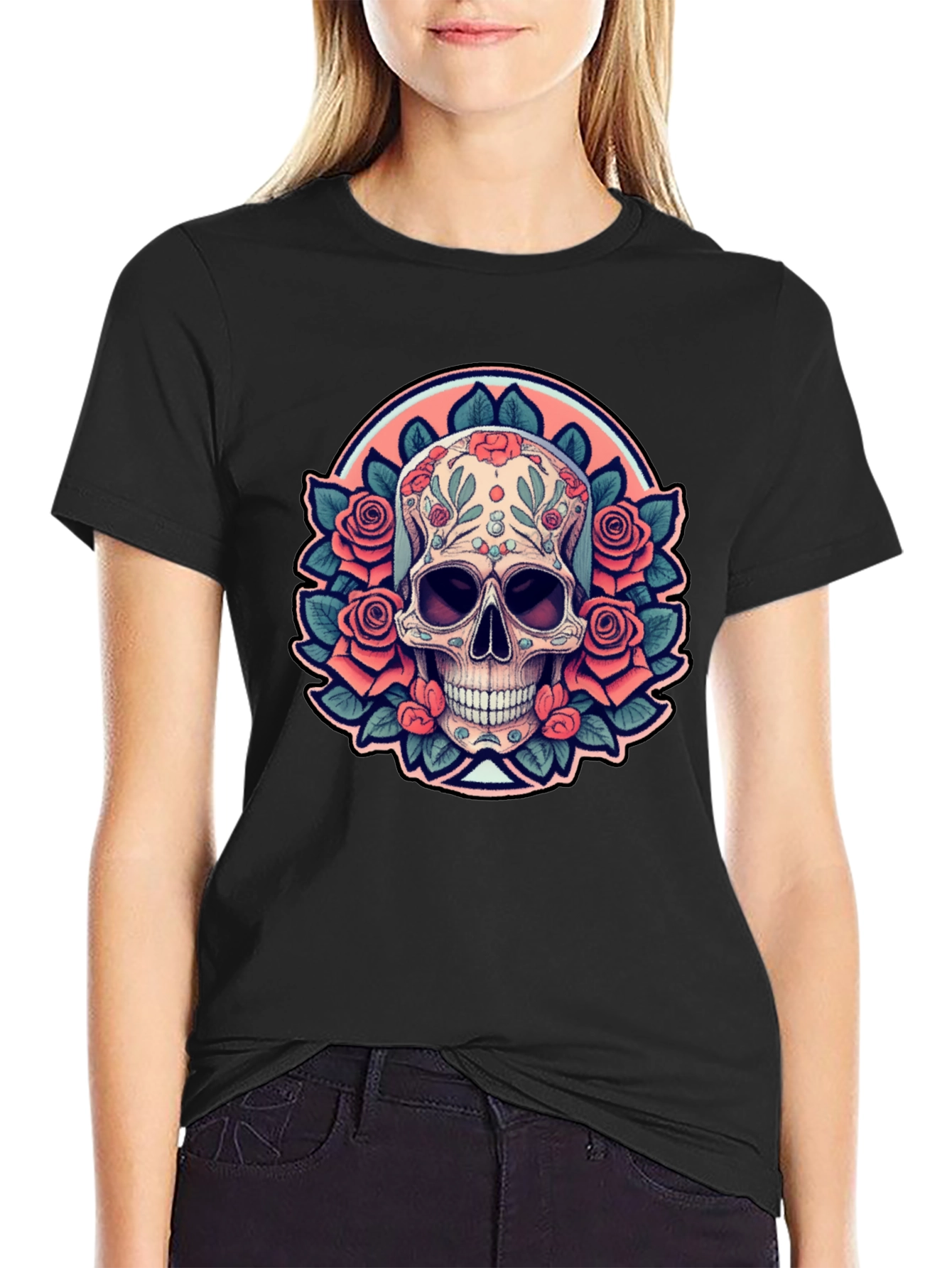 Sugar Skull Rose Black T-Shirt