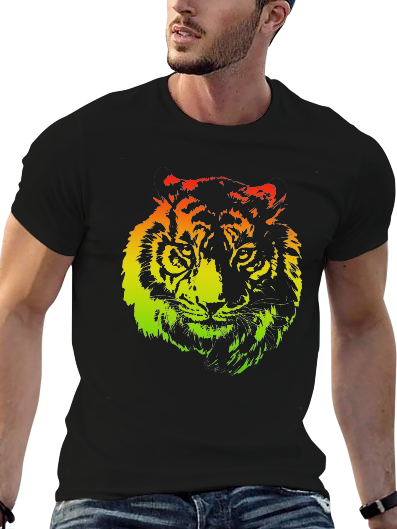 Rasta Tiger Graphic Black T-Shirt