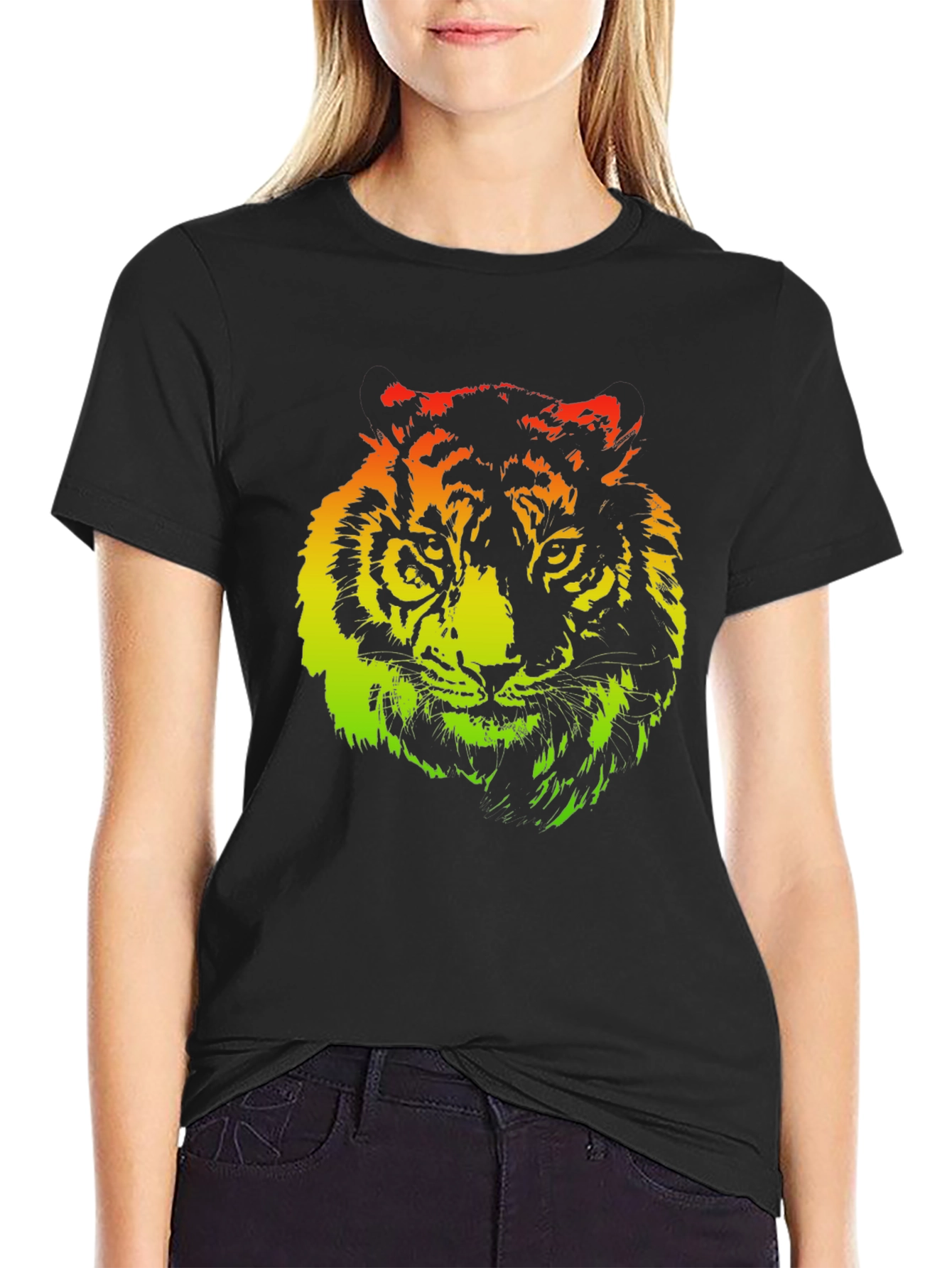 Rasta Tiger Graphic Black T-Shirt