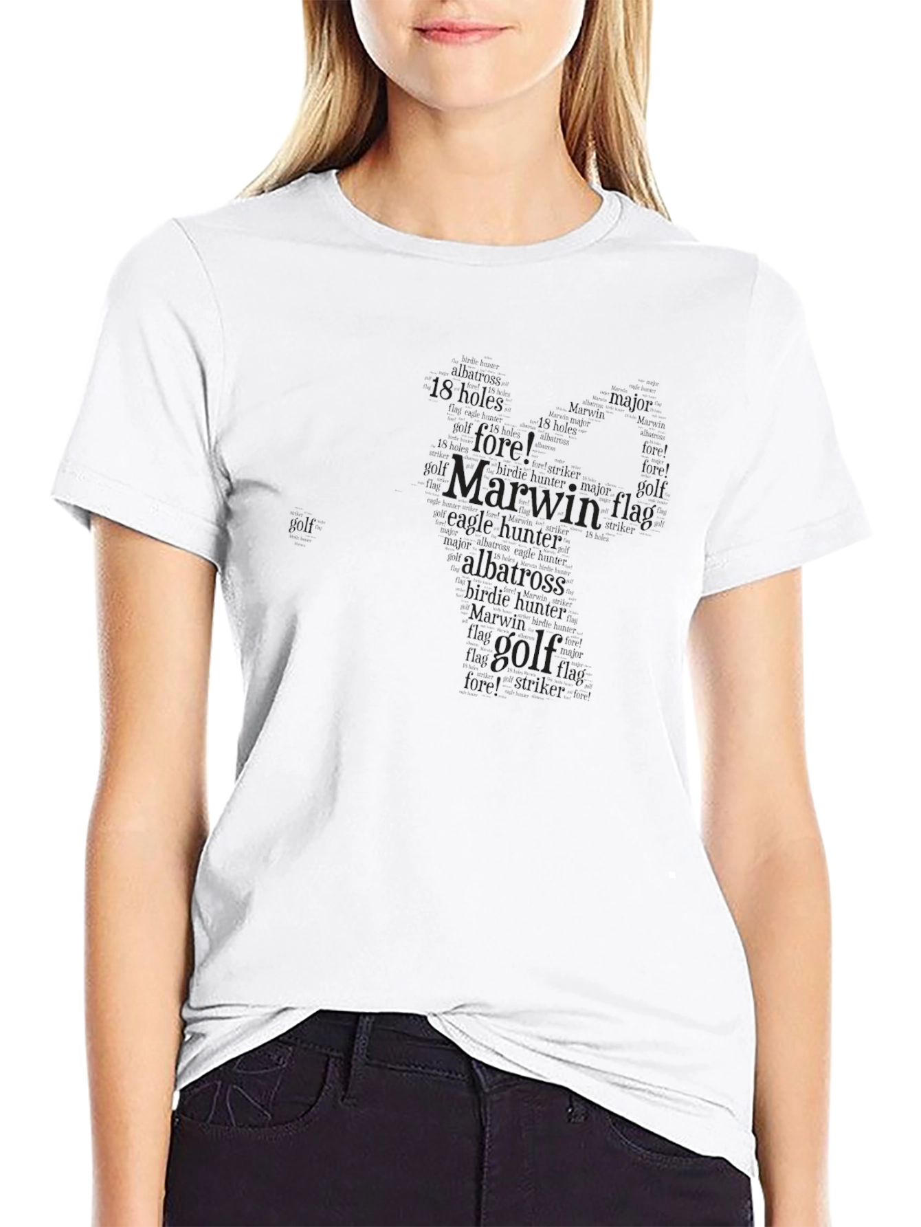 Mens Black Golf Themed Word Art T-Shirt