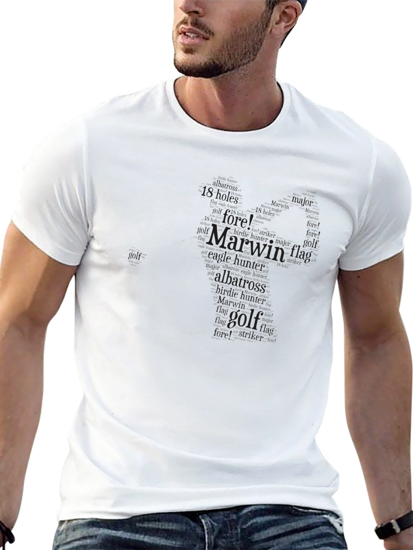 Mens Black Golf Themed Word Art T-Shirt
