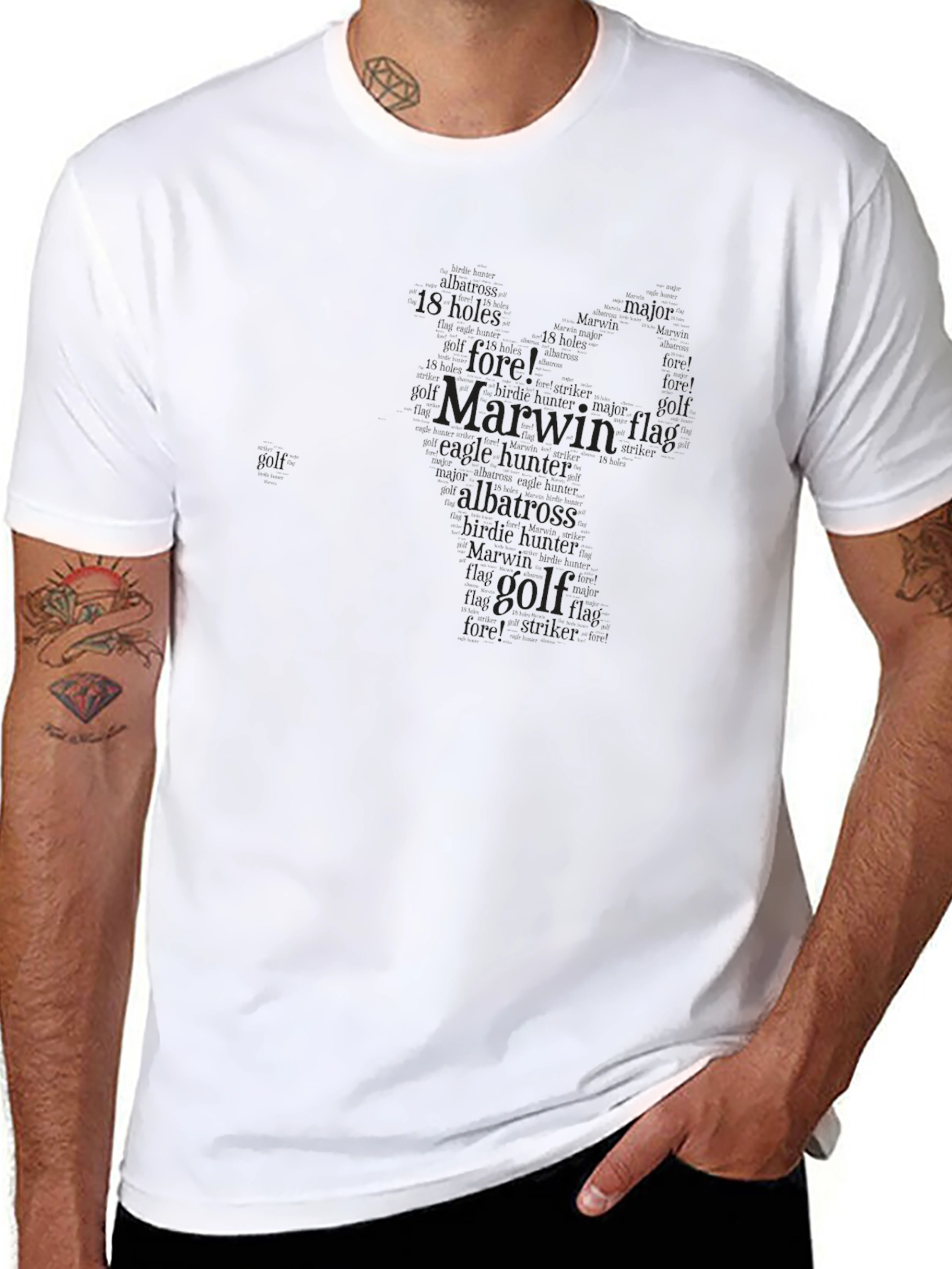 Mens Black Golf Themed Word Art T-Shirt