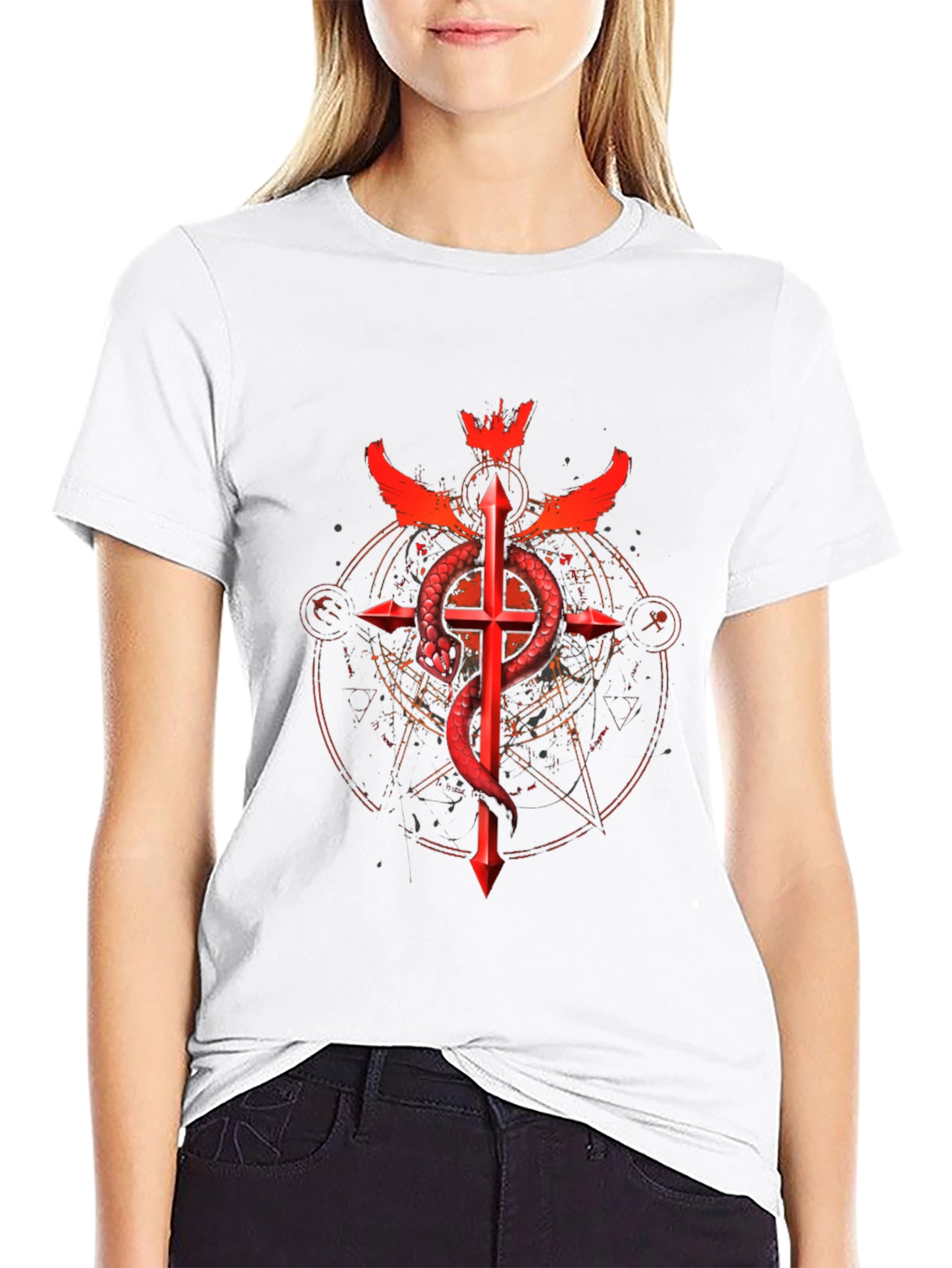 Serpent Cross Graphic Tee - Dark Design