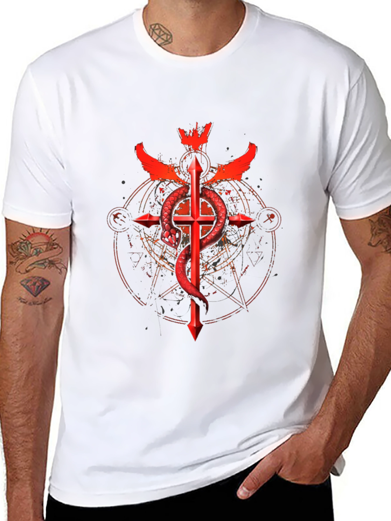 Serpent Cross Graphic Tee - Dark Design