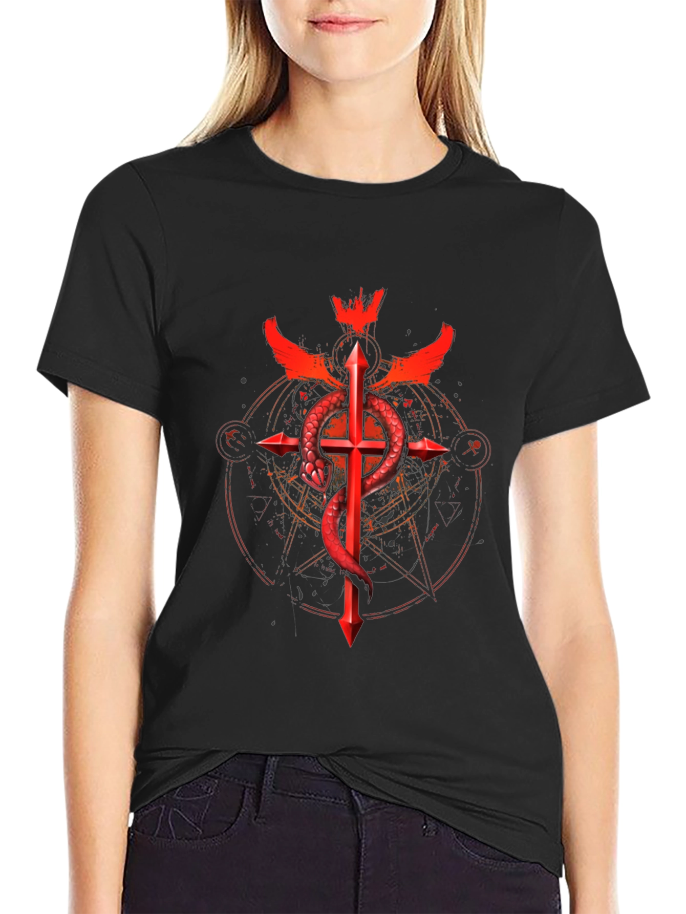 Serpent Cross Graphic Tee - Dark Design