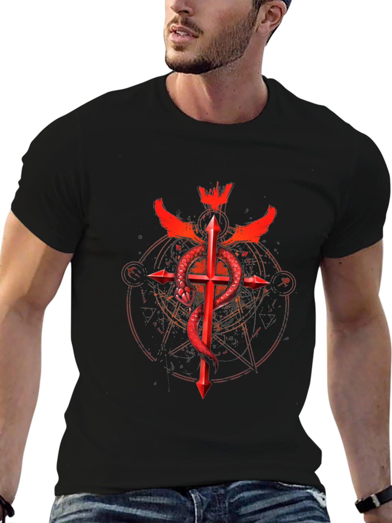 Serpent Cross Graphic Tee - Dark Design