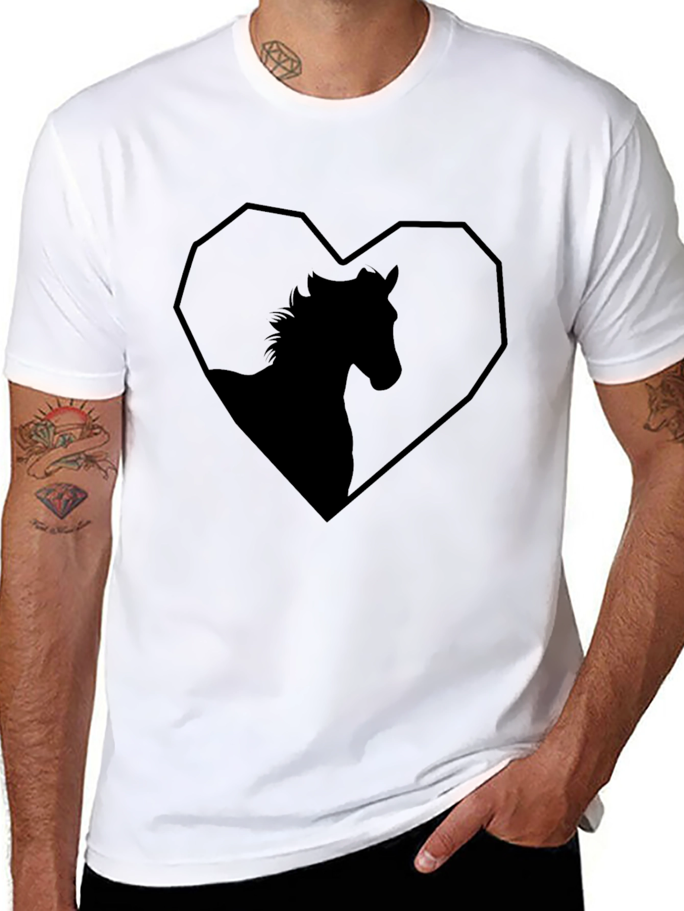 Horse Heart Graphic T-Shirt - Black