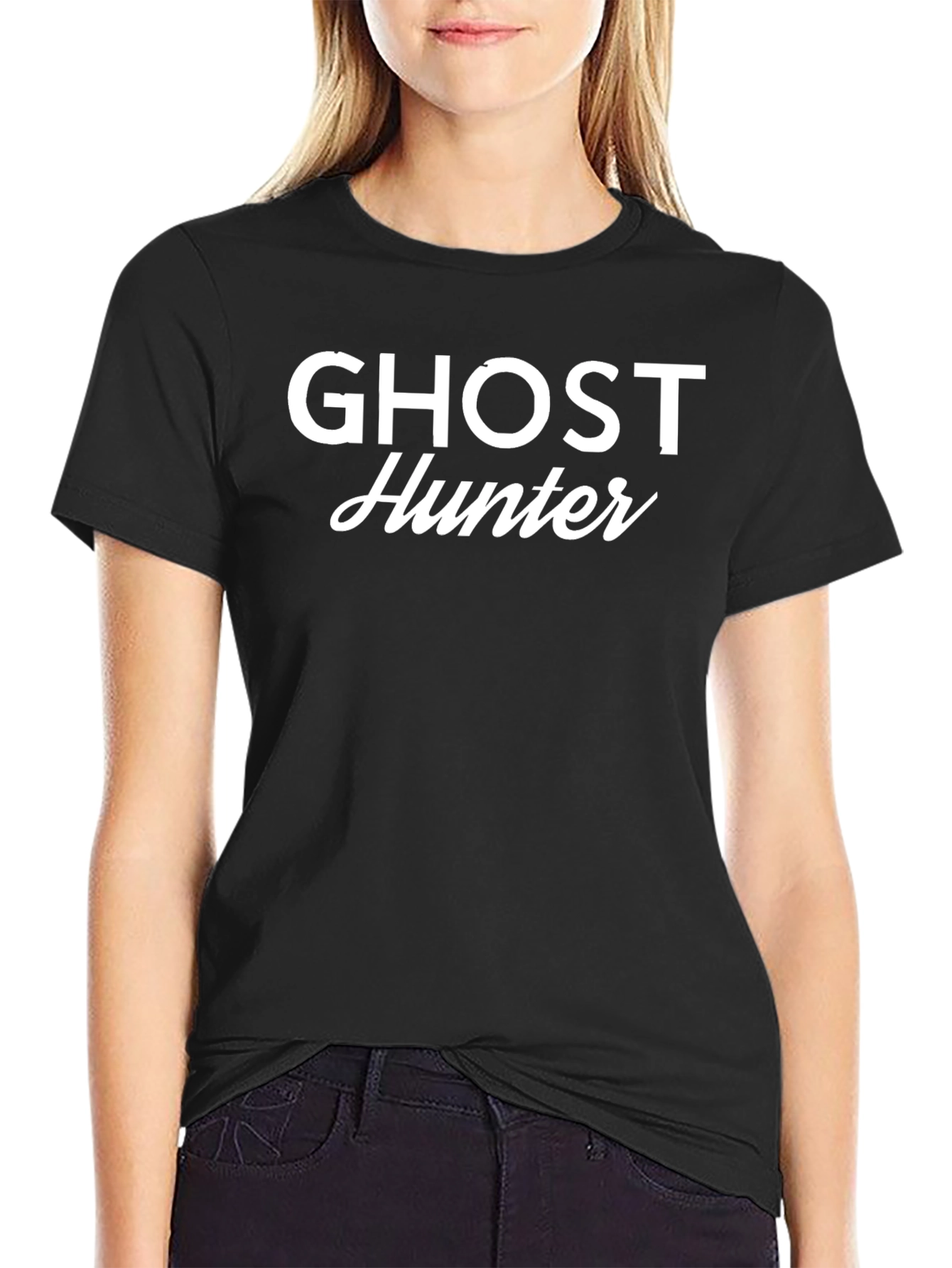 Ghost Hunter Graphic Tee - Black Cotton T-Shirt