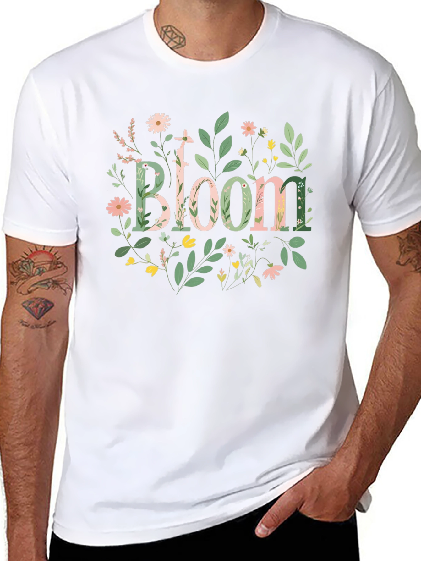 Floral Bloom Graphic Black T-Shirt