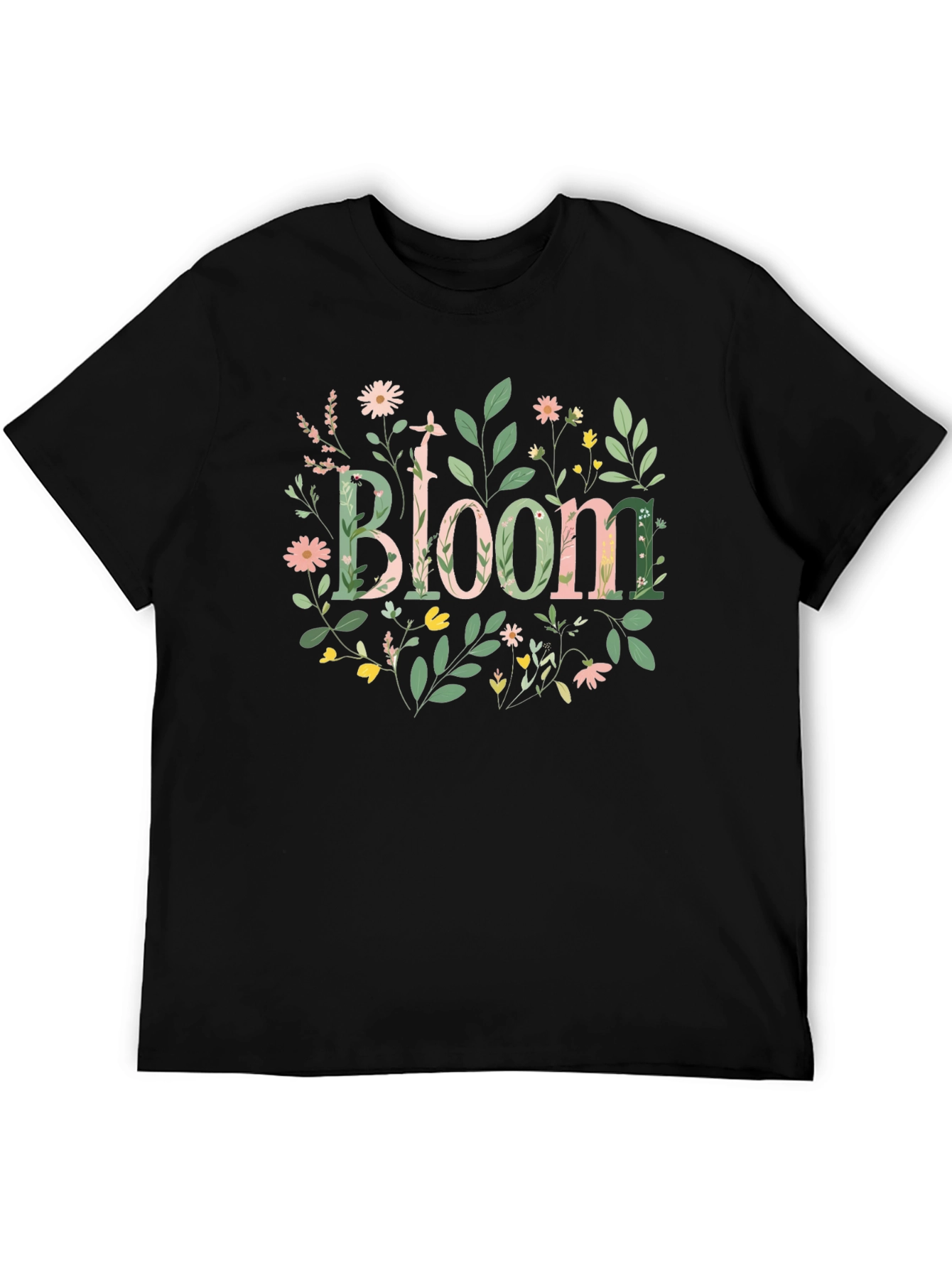 Floral Bloom Graphic Black T-Shirt