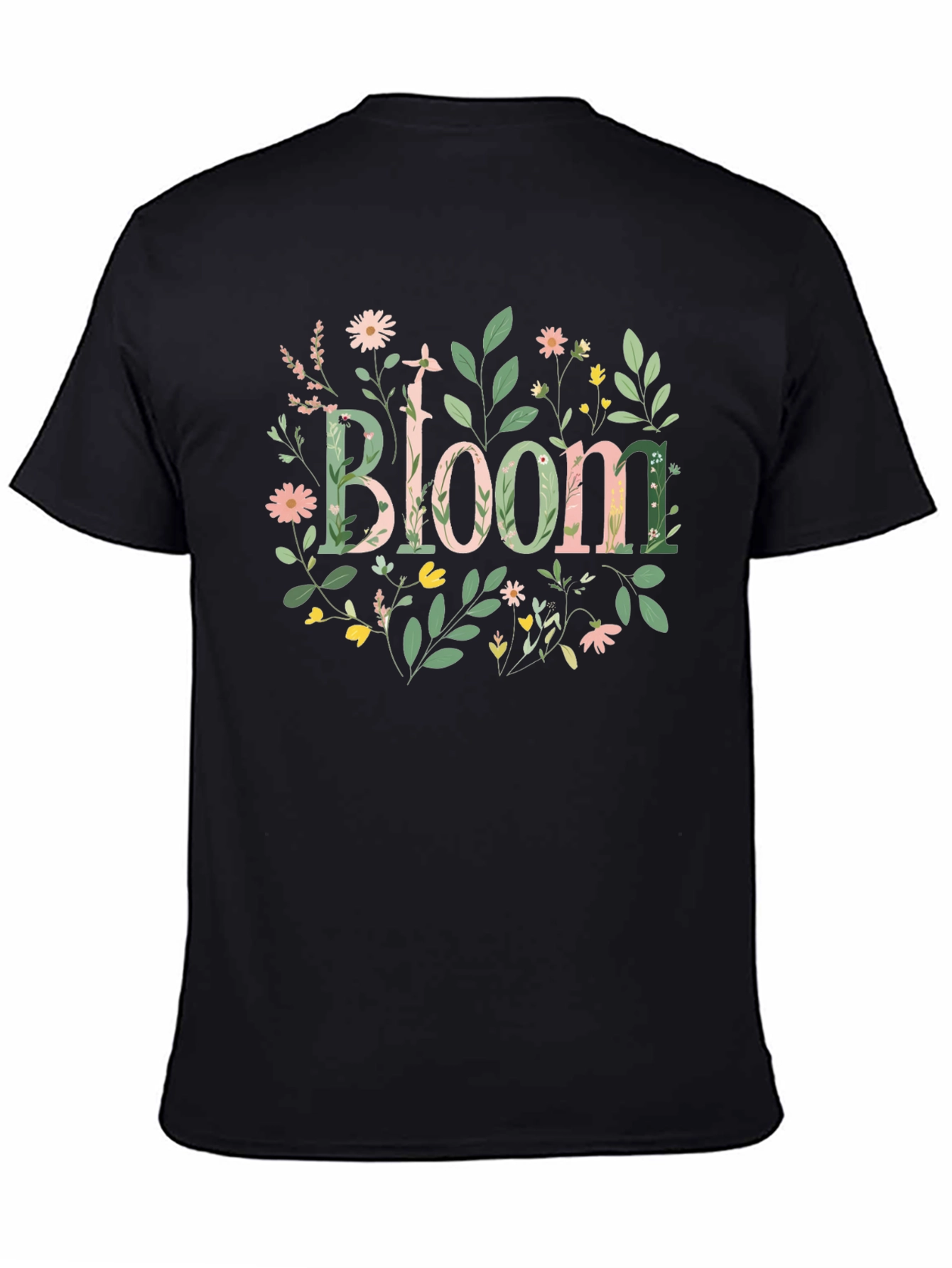 Floral Bloom Graphic Black T-Shirt