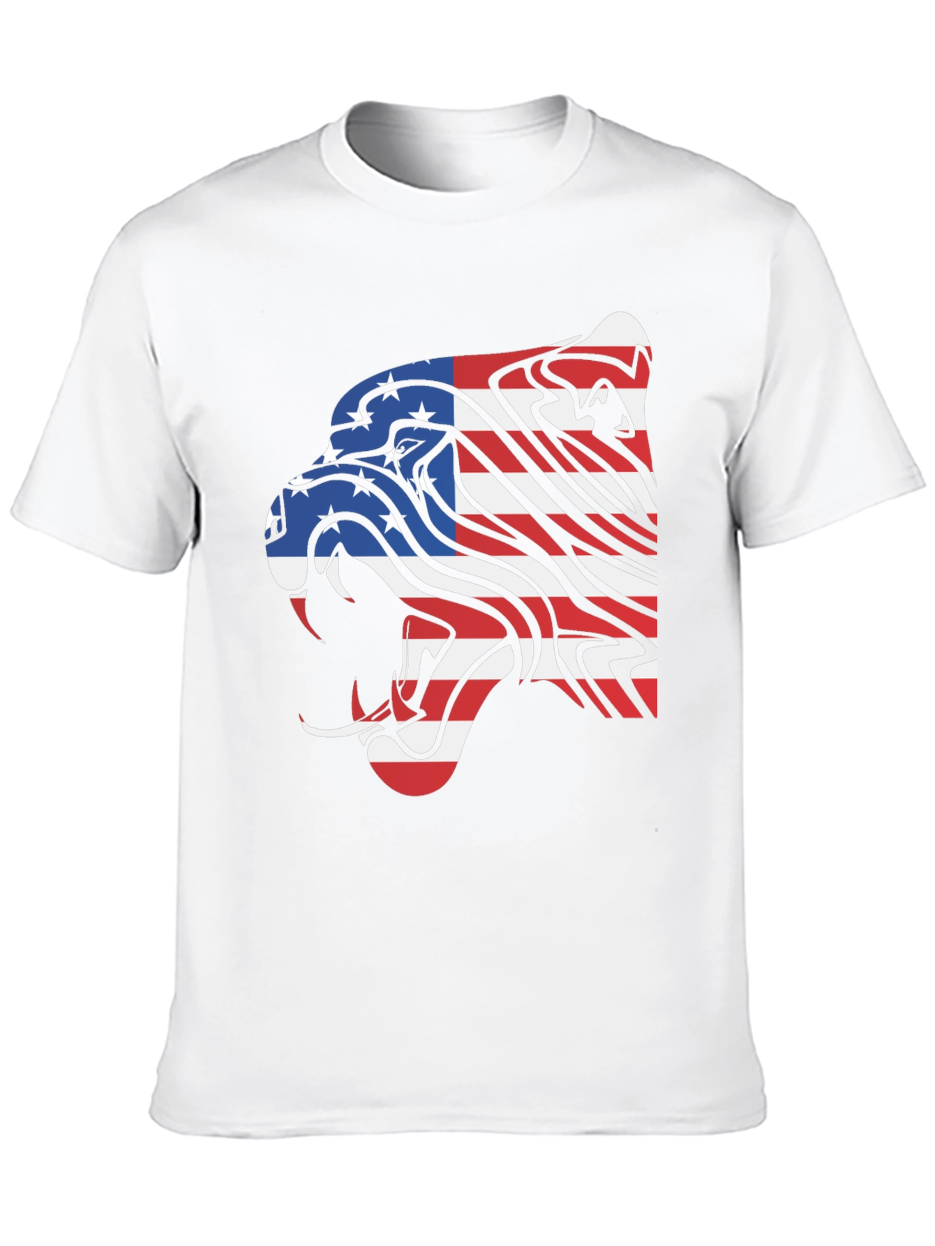 American Flag Lion Graphic Tee - Black