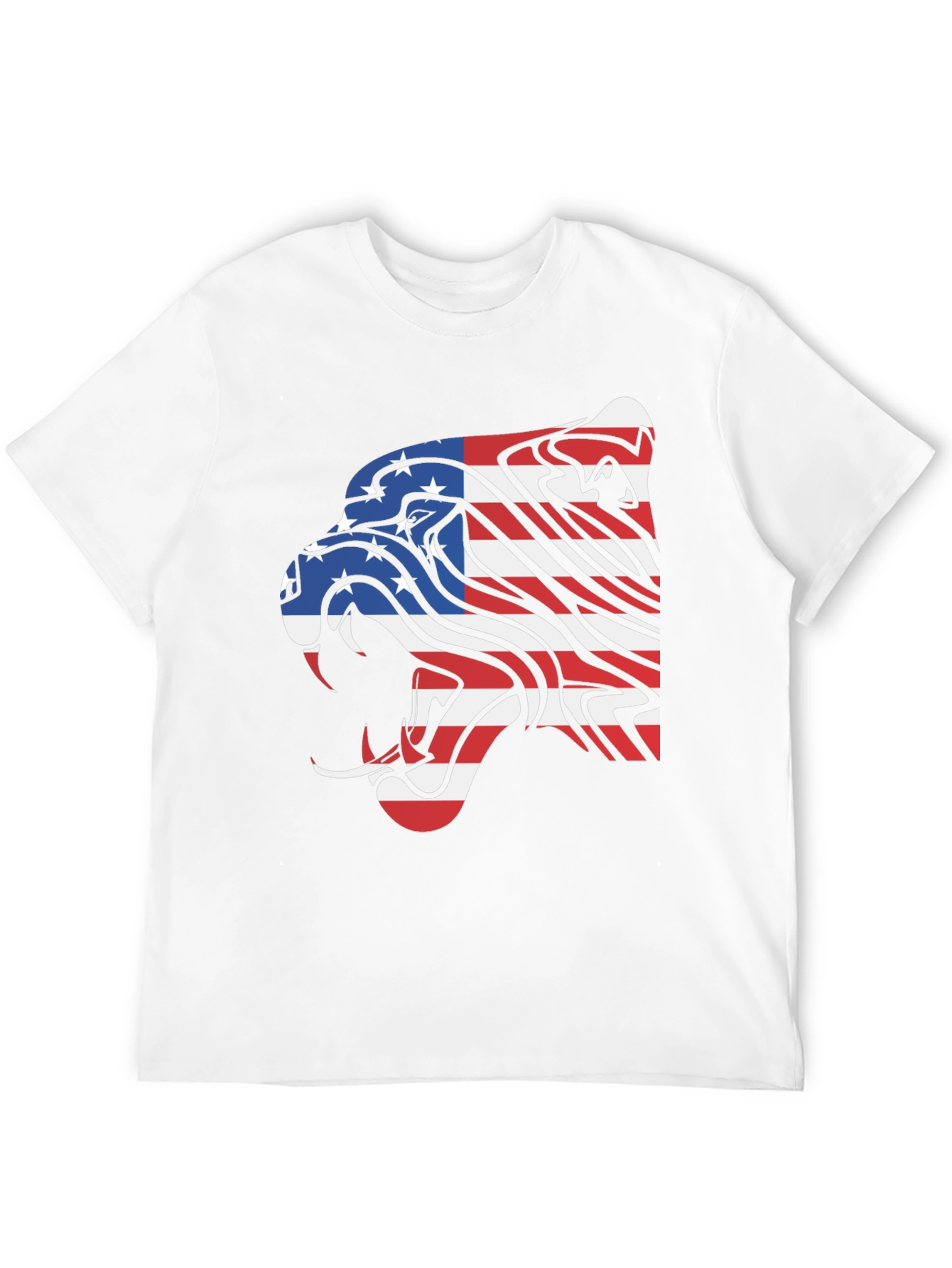 American Flag Lion Graphic Tee - Black