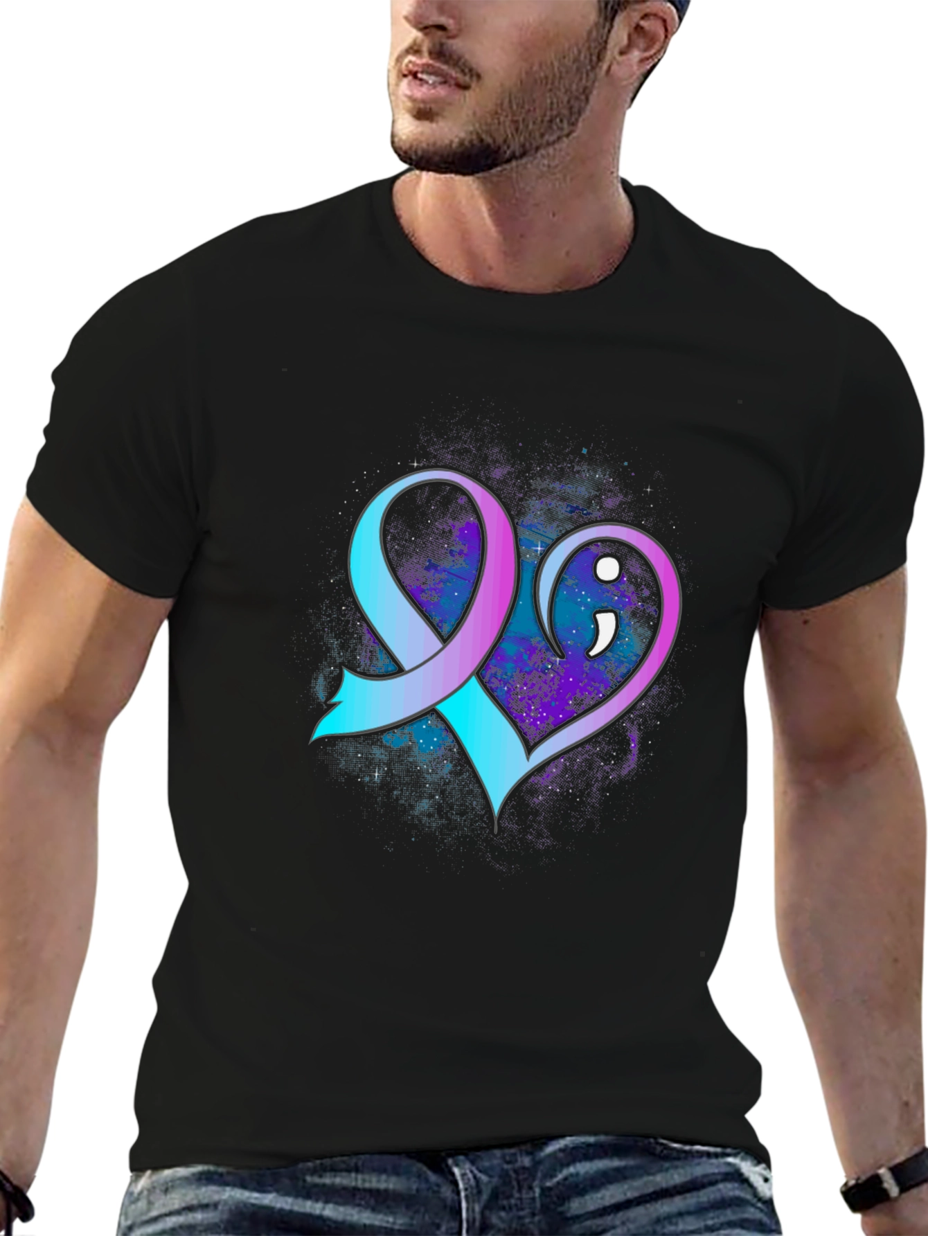 Suicide Awareness Ribbon Heart Graphic Tee