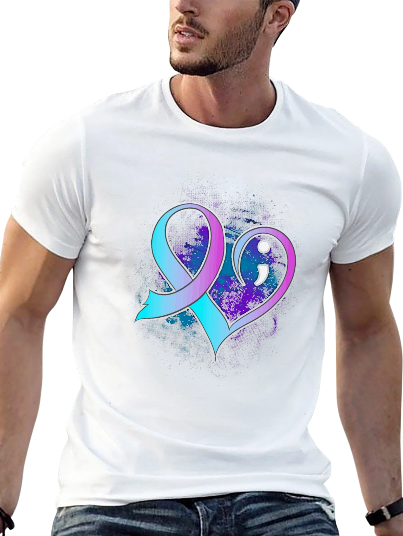 Suicide Awareness Ribbon Heart Graphic Tee