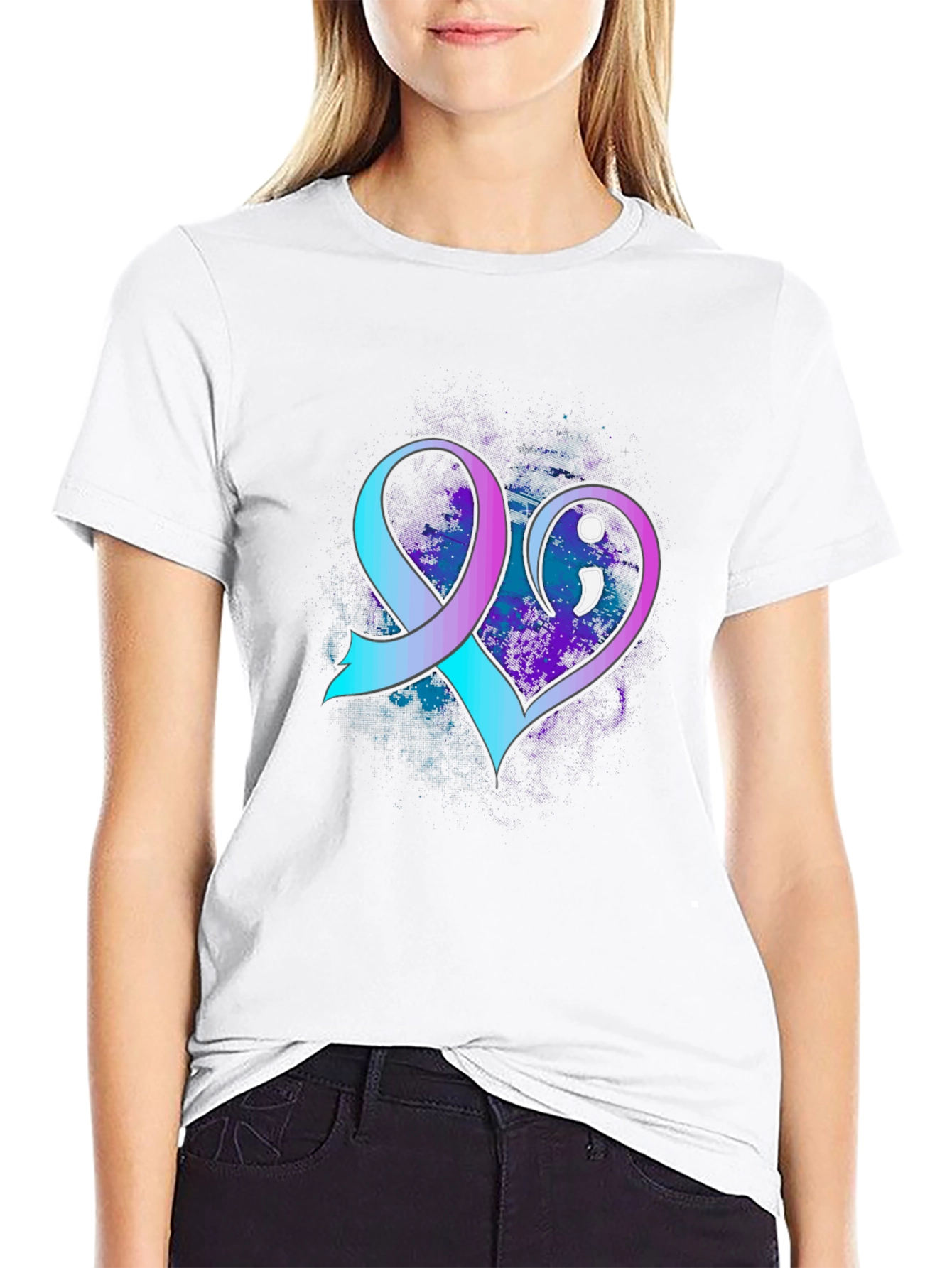 Suicide Awareness Ribbon Heart Graphic Tee