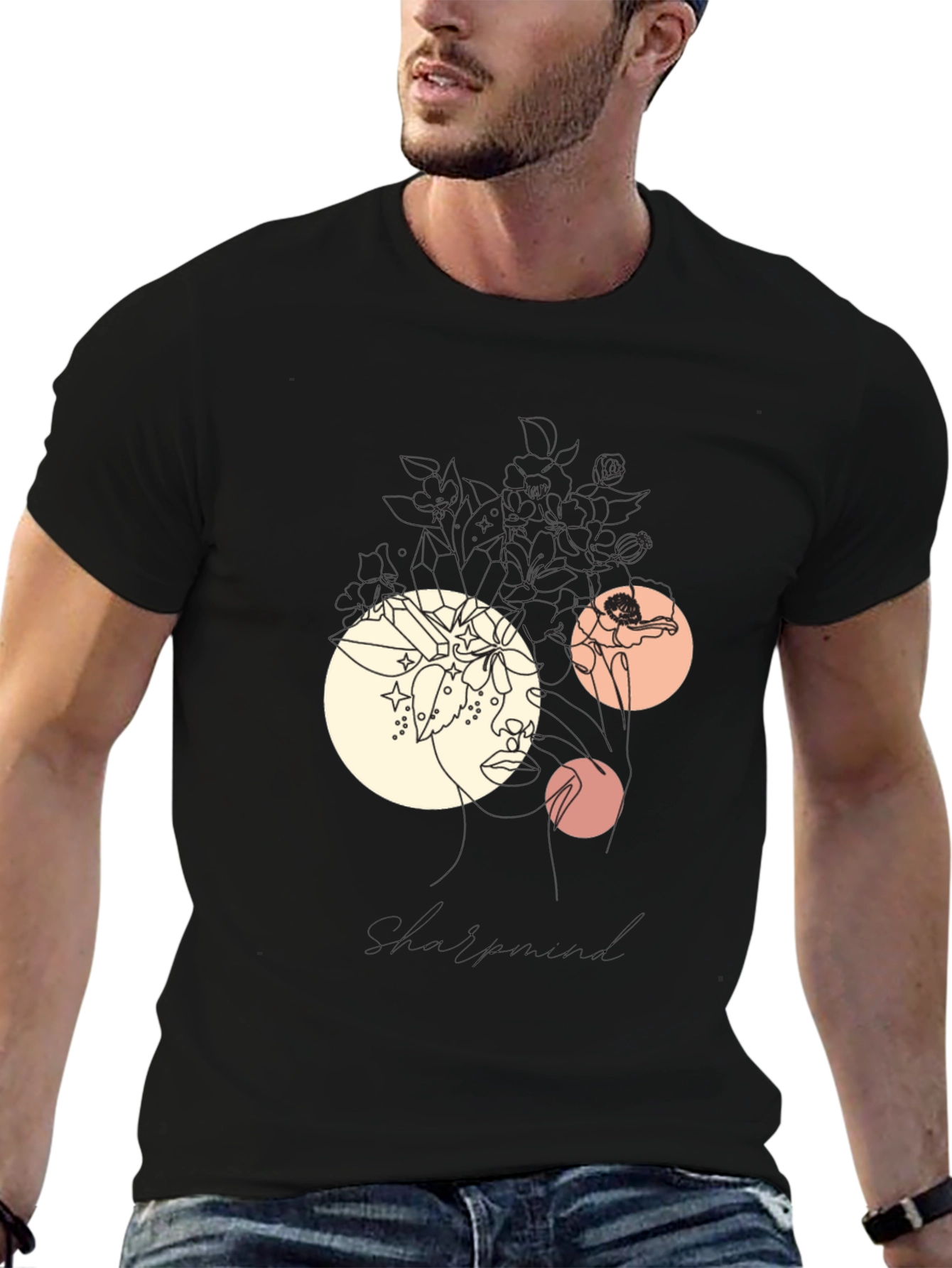 Abstract Graphic Print Black T-Shirt