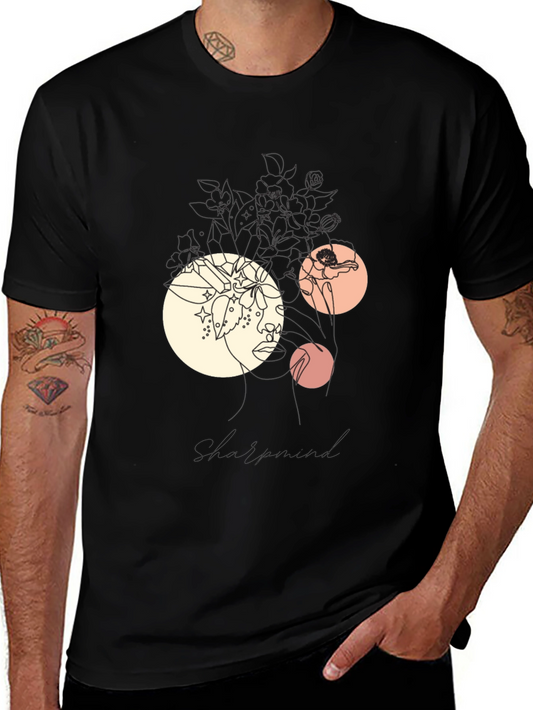 Abstract Graphic Print Black T-Shirt
