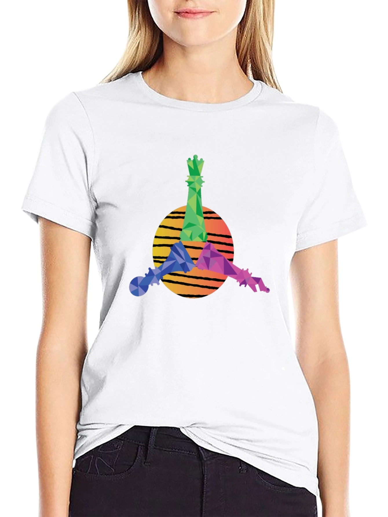 Geometric Chess Kings Graphic Tee - Stylish Casual Wear