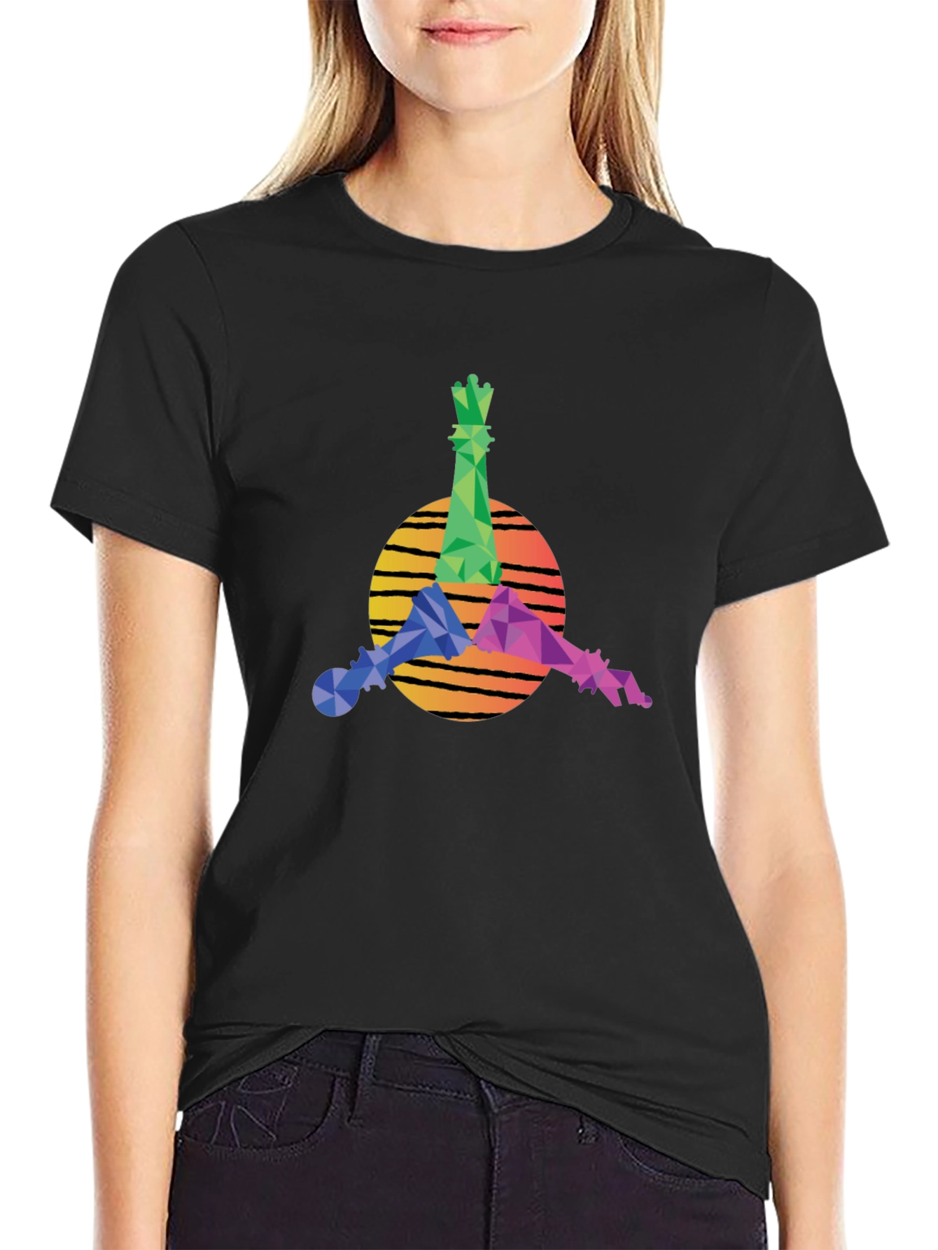Geometric Chess Kings Graphic Tee - Stylish Casual Wear