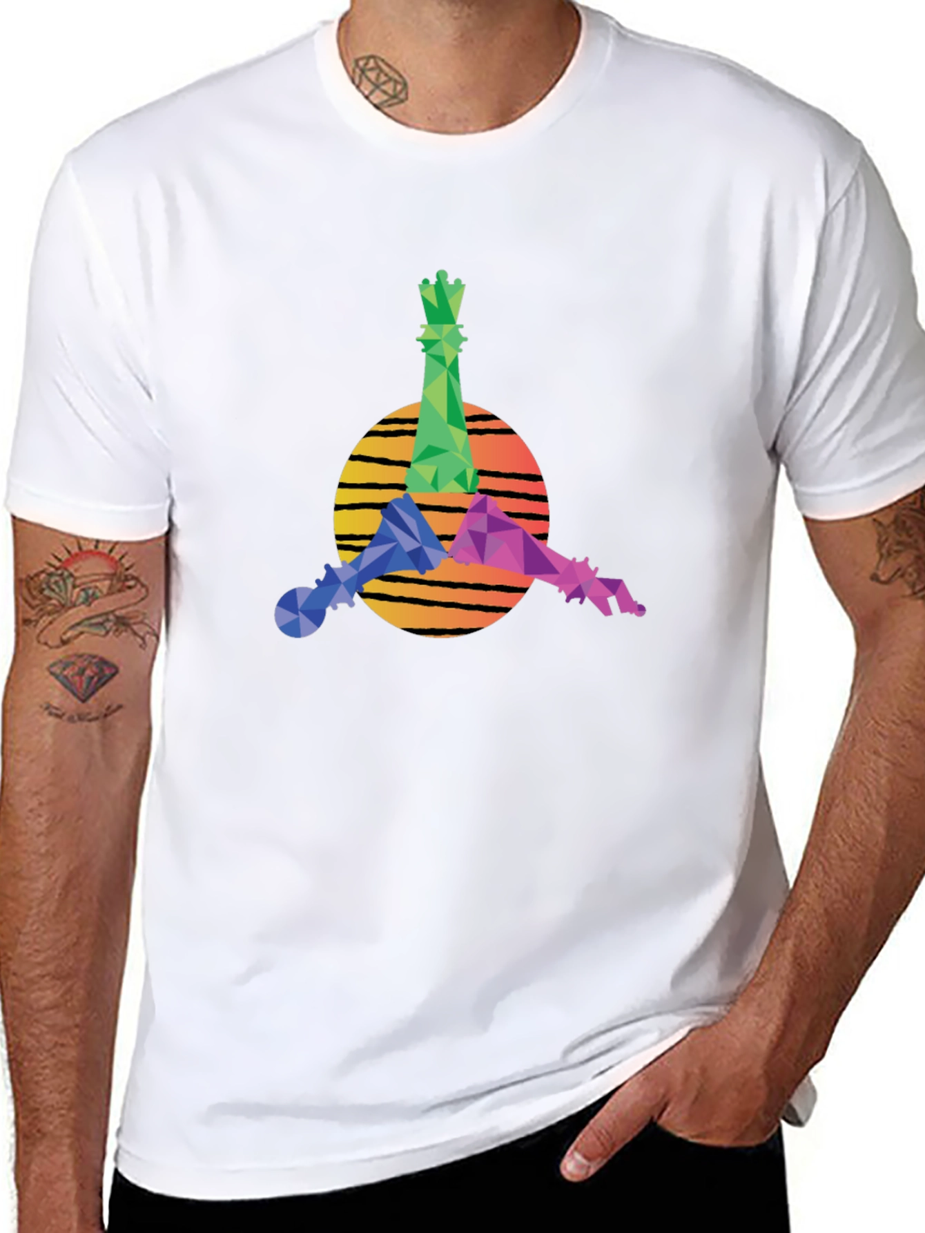 Geometric Chess Kings Graphic Tee - Stylish Casual Wear