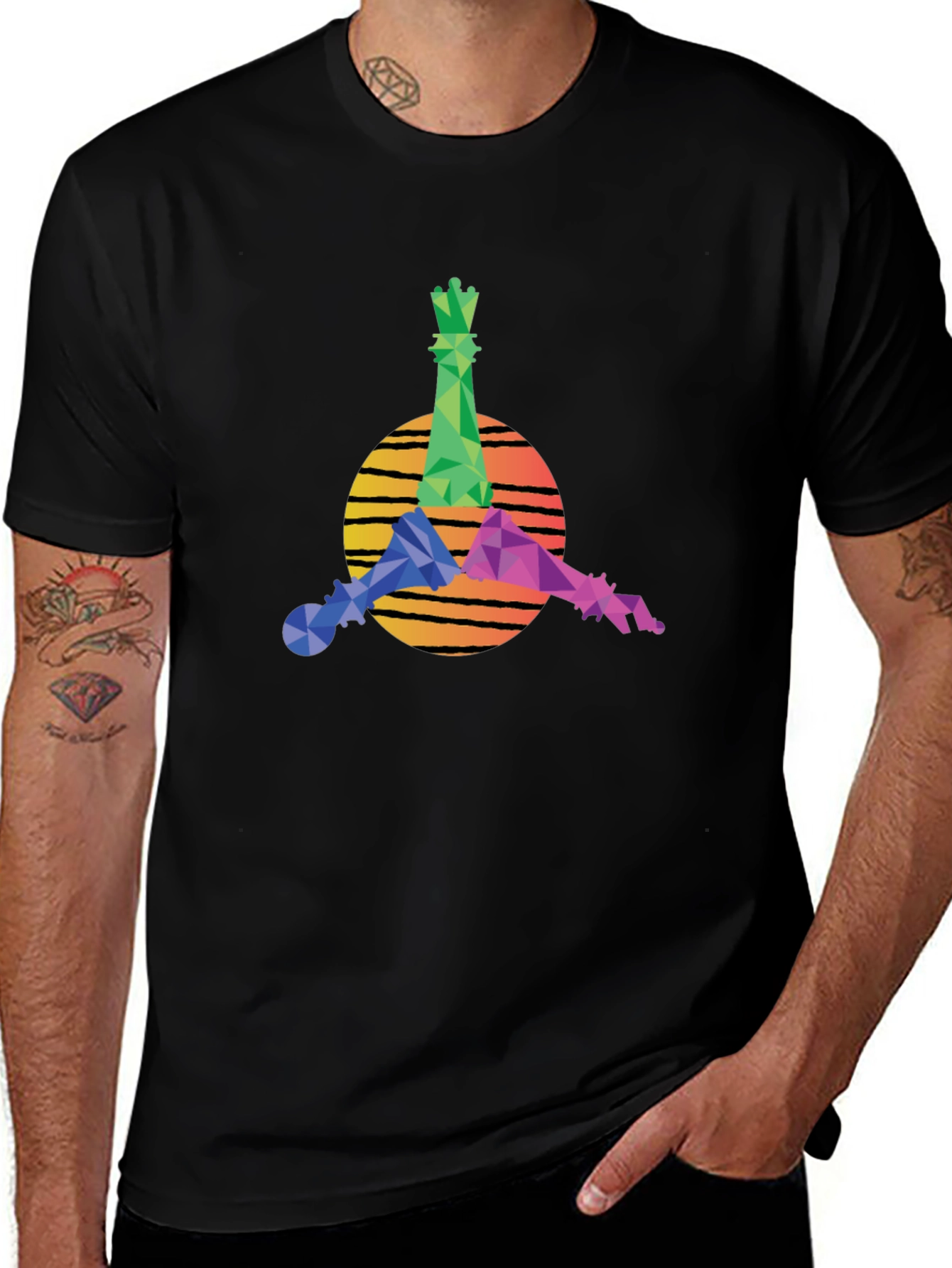 Geometric Chess Kings Graphic Tee - Stylish Casual Wear