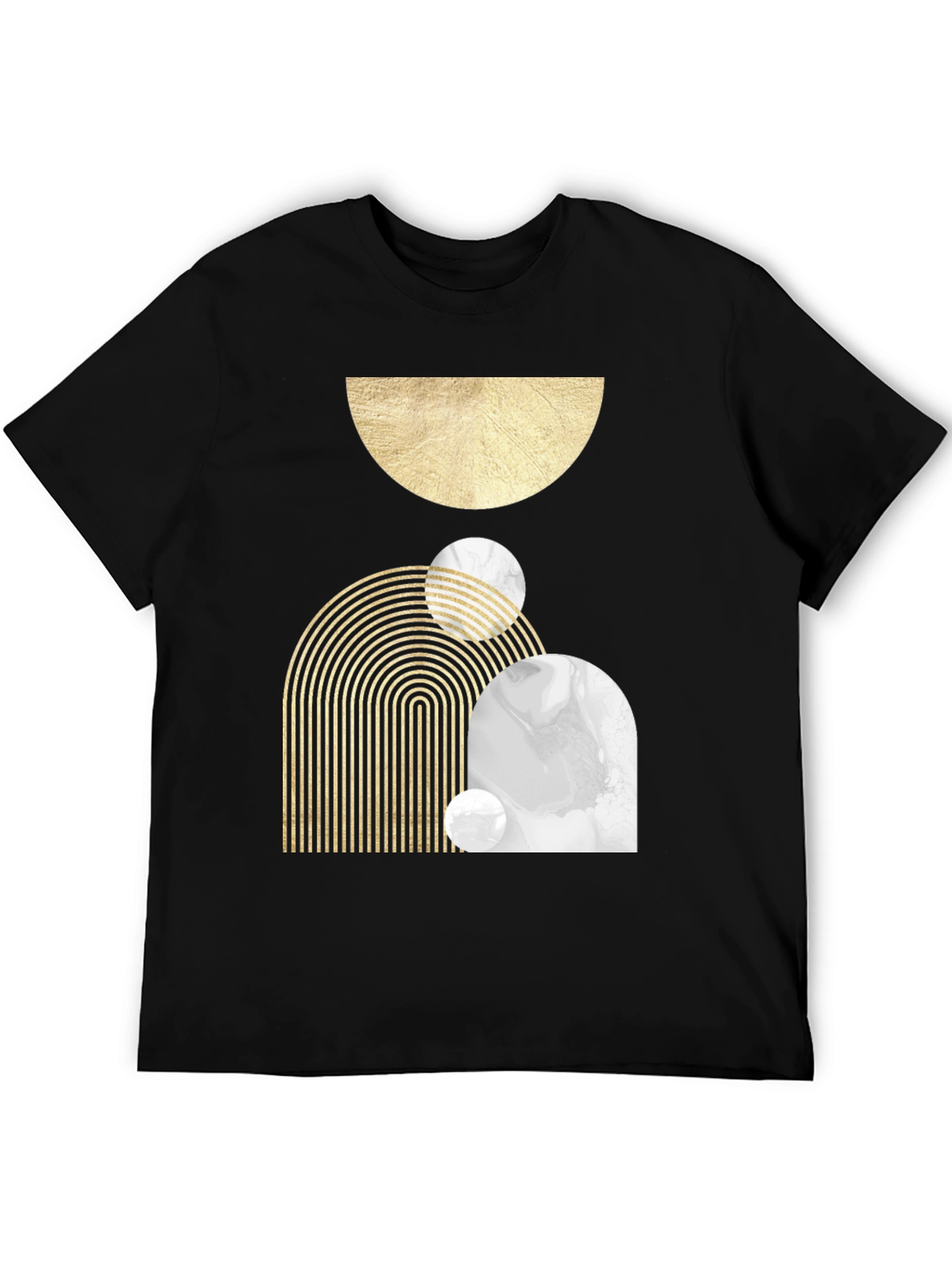Abstract Geometric Print Black T-Shirt