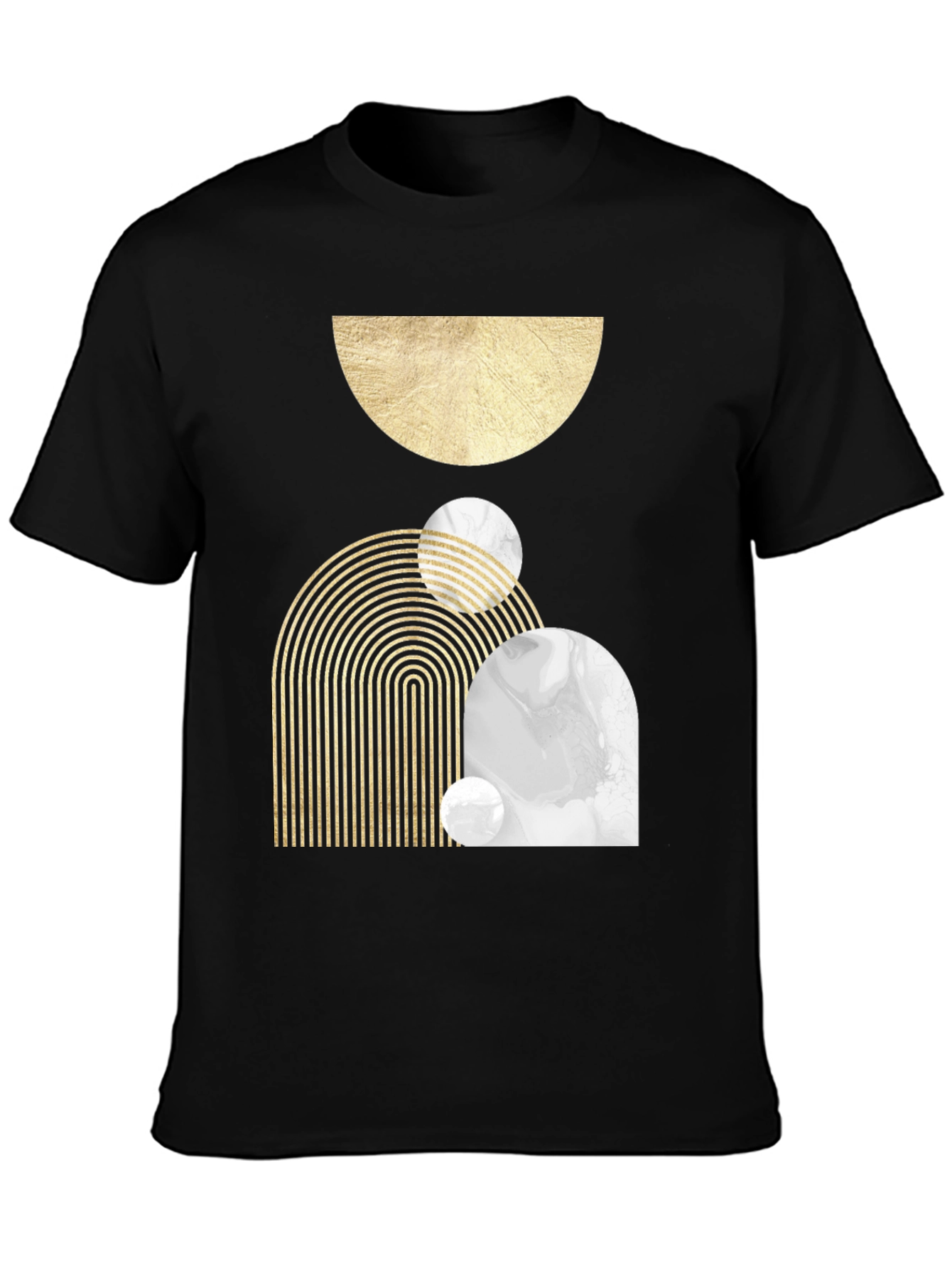 Abstract Geometric Print Black T-Shirt