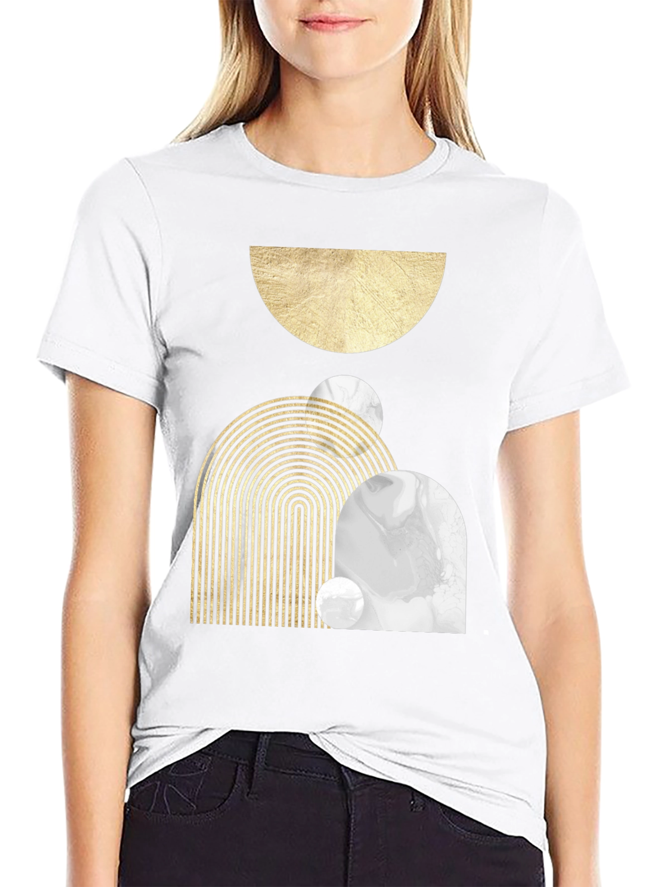 Abstract Geometric Print Black T-Shirt