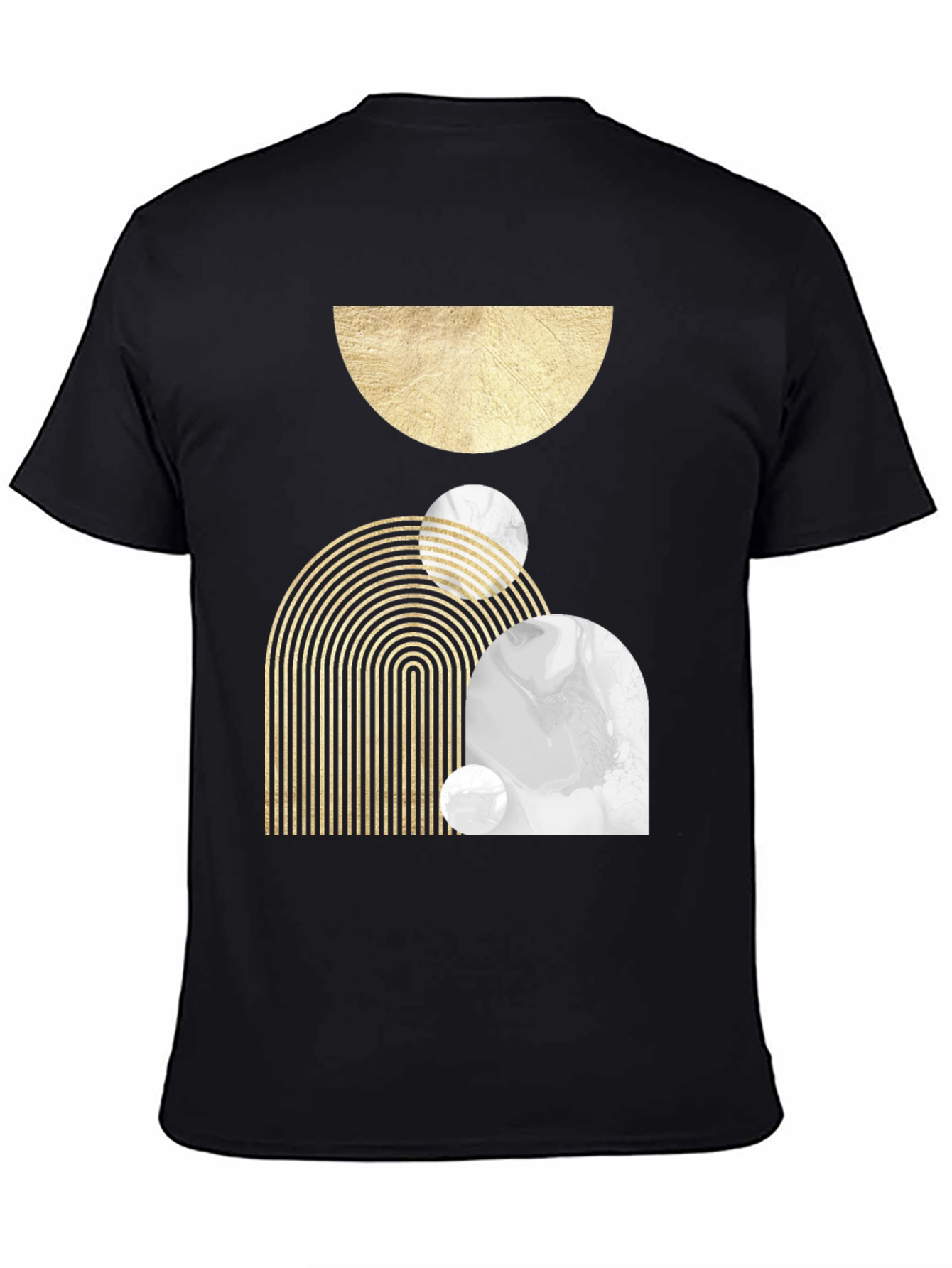 Abstract Geometric Print Black T-Shirt