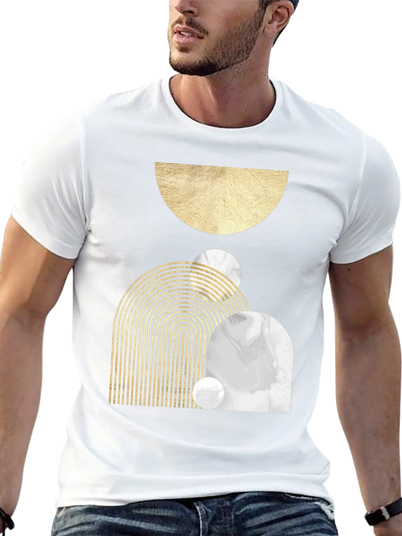 Abstract Geometric Print Black T-Shirt
