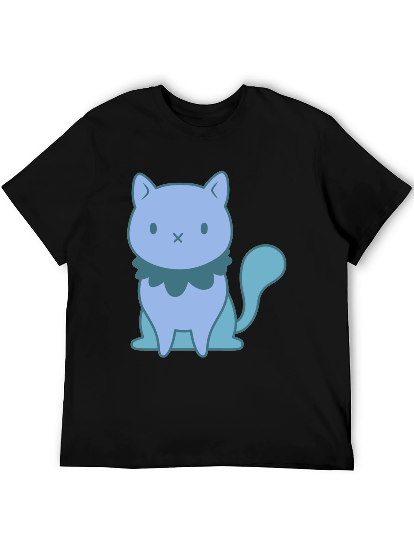 Cute Cartoon Cat Graphic Black T-Shirt
