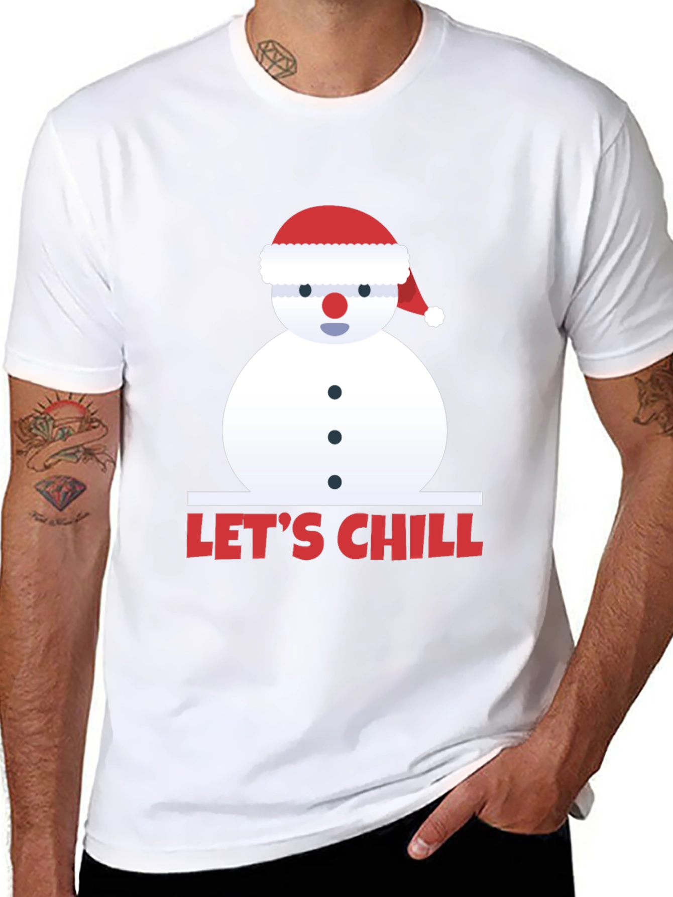 Lets Chill Snowman Graphic T-Shirt - Winter Holiday