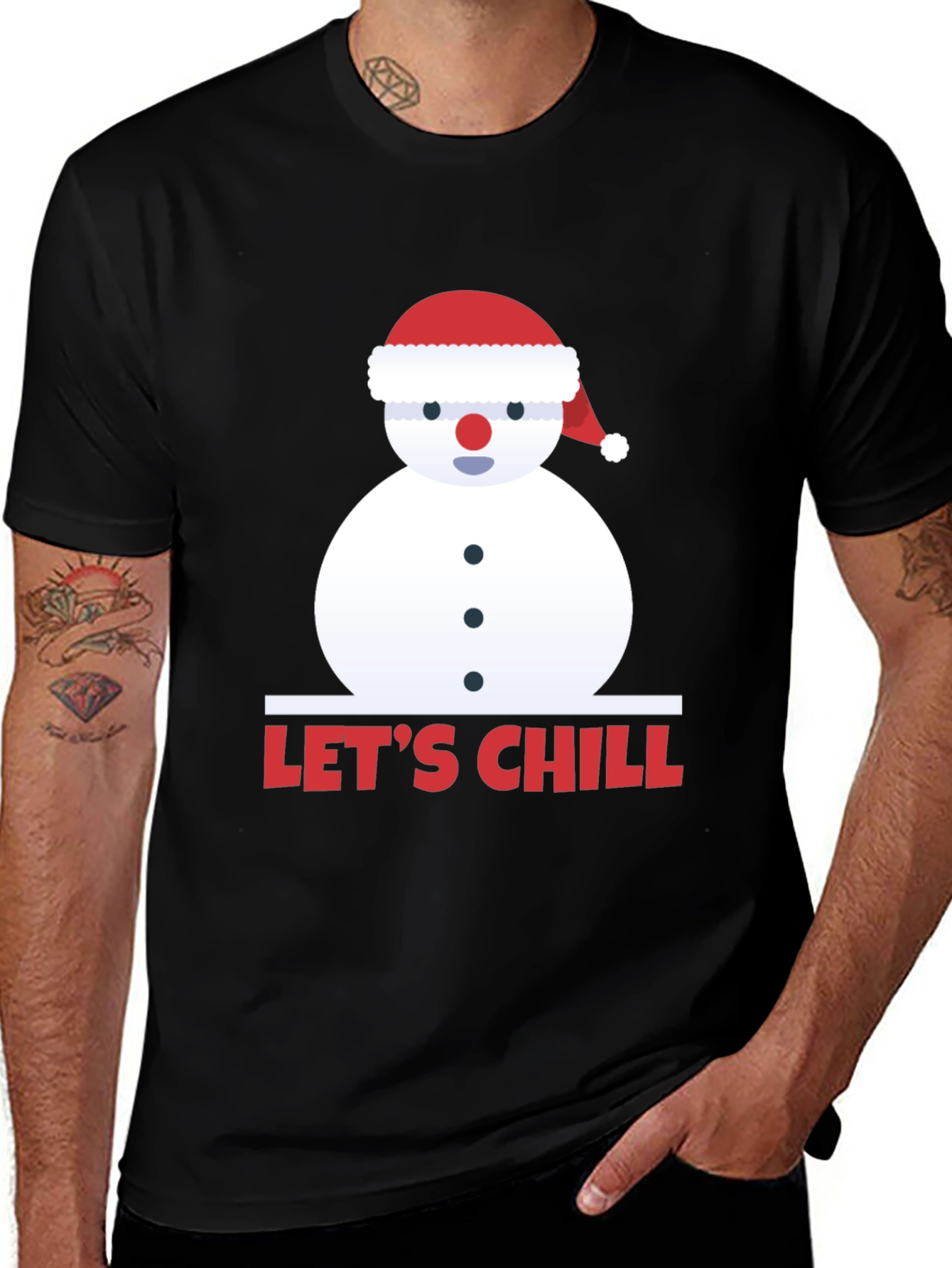 Lets Chill Snowman Graphic T-Shirt - Winter Holiday