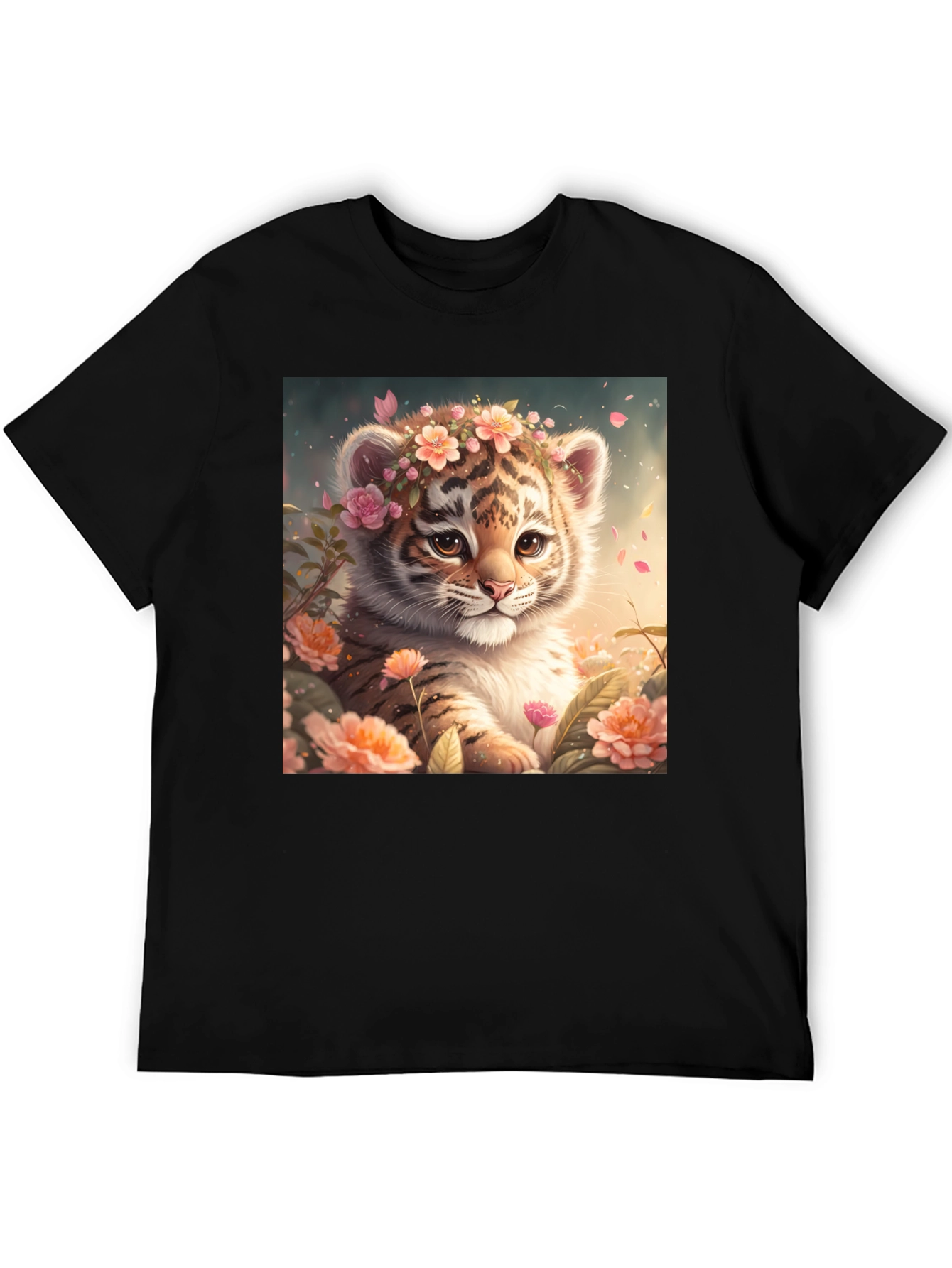 Cute Tiger Cub Floral T-Shirt