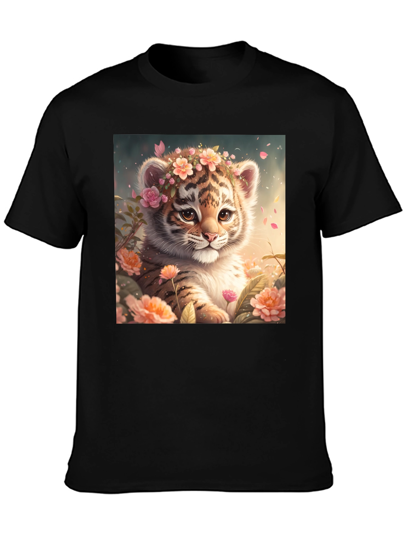 Cute Tiger Cub Floral T-Shirt