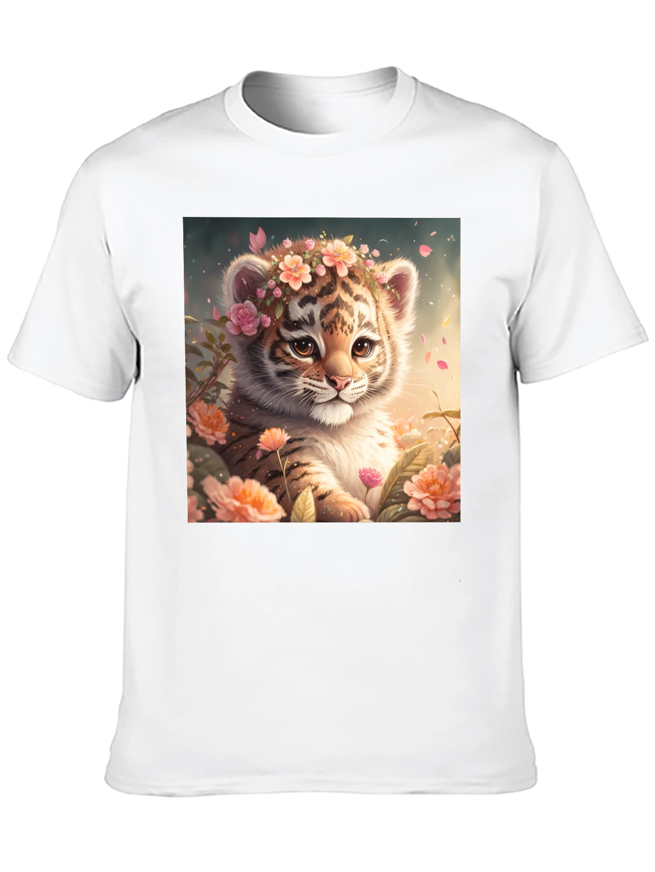Cute Tiger Cub Floral T-Shirt