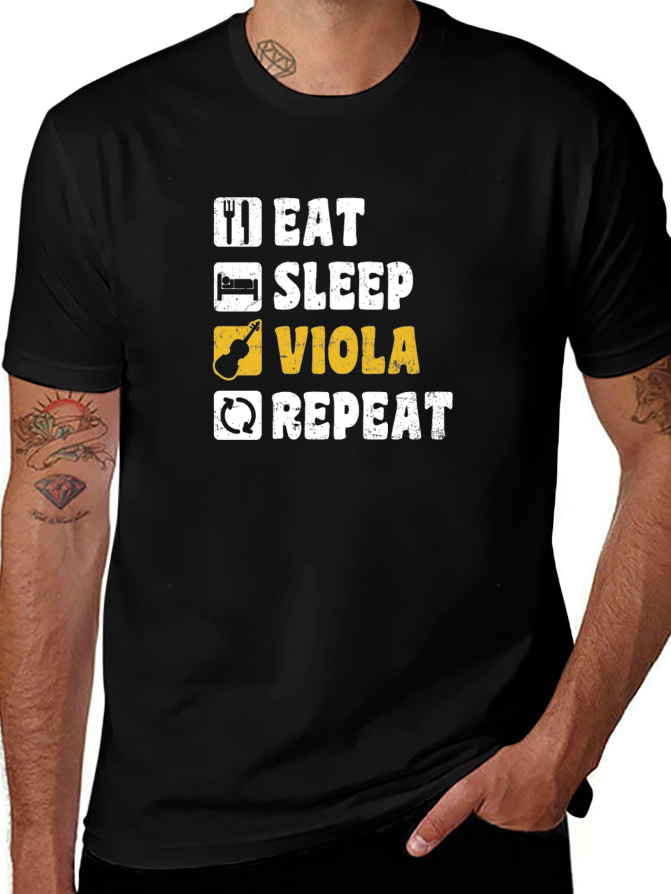 Eat Sleep Viola Repeat Black T-Shirt