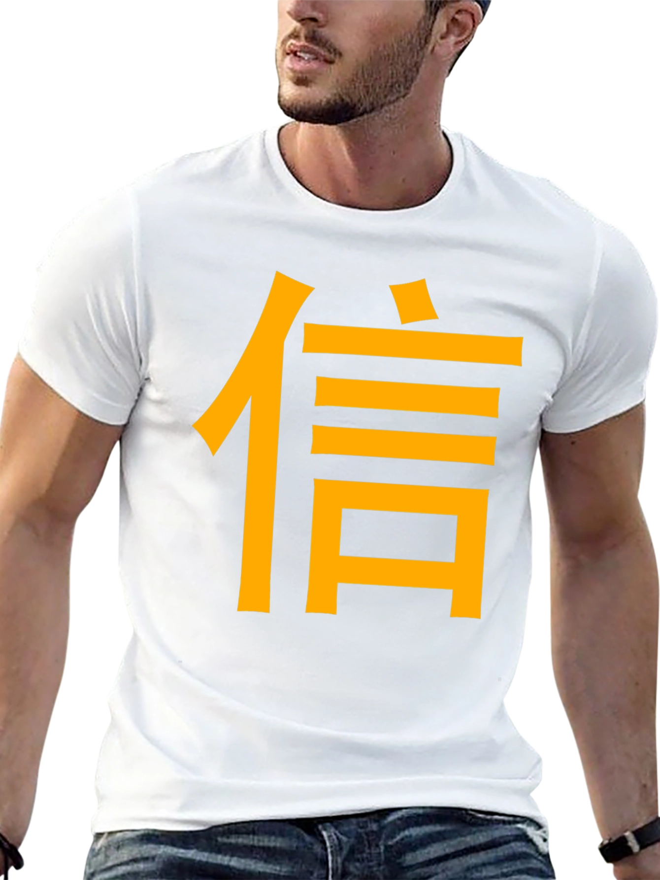 Black T-Shirt with Gold Asian Symbol Design
