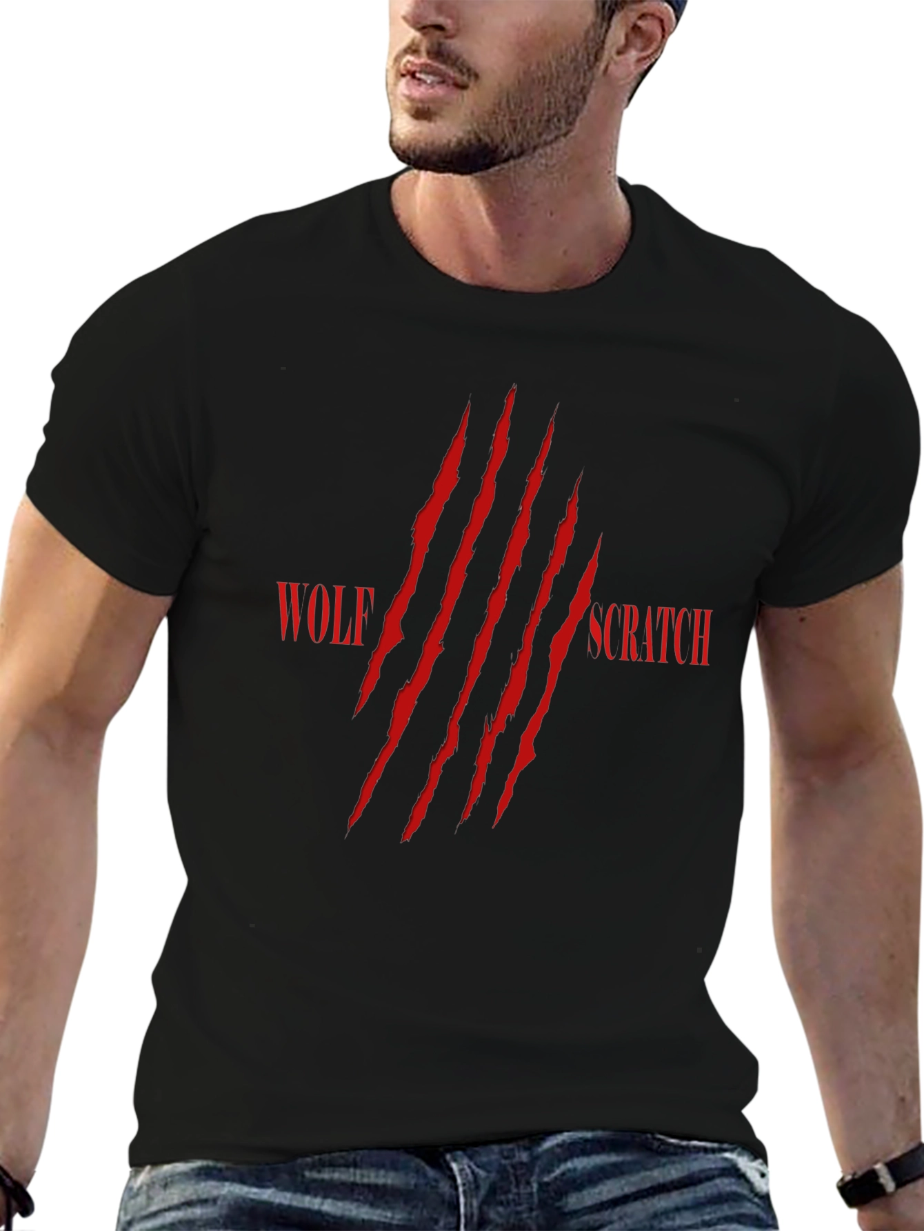 Wolf Scratch Graphic Print T-Shirt
