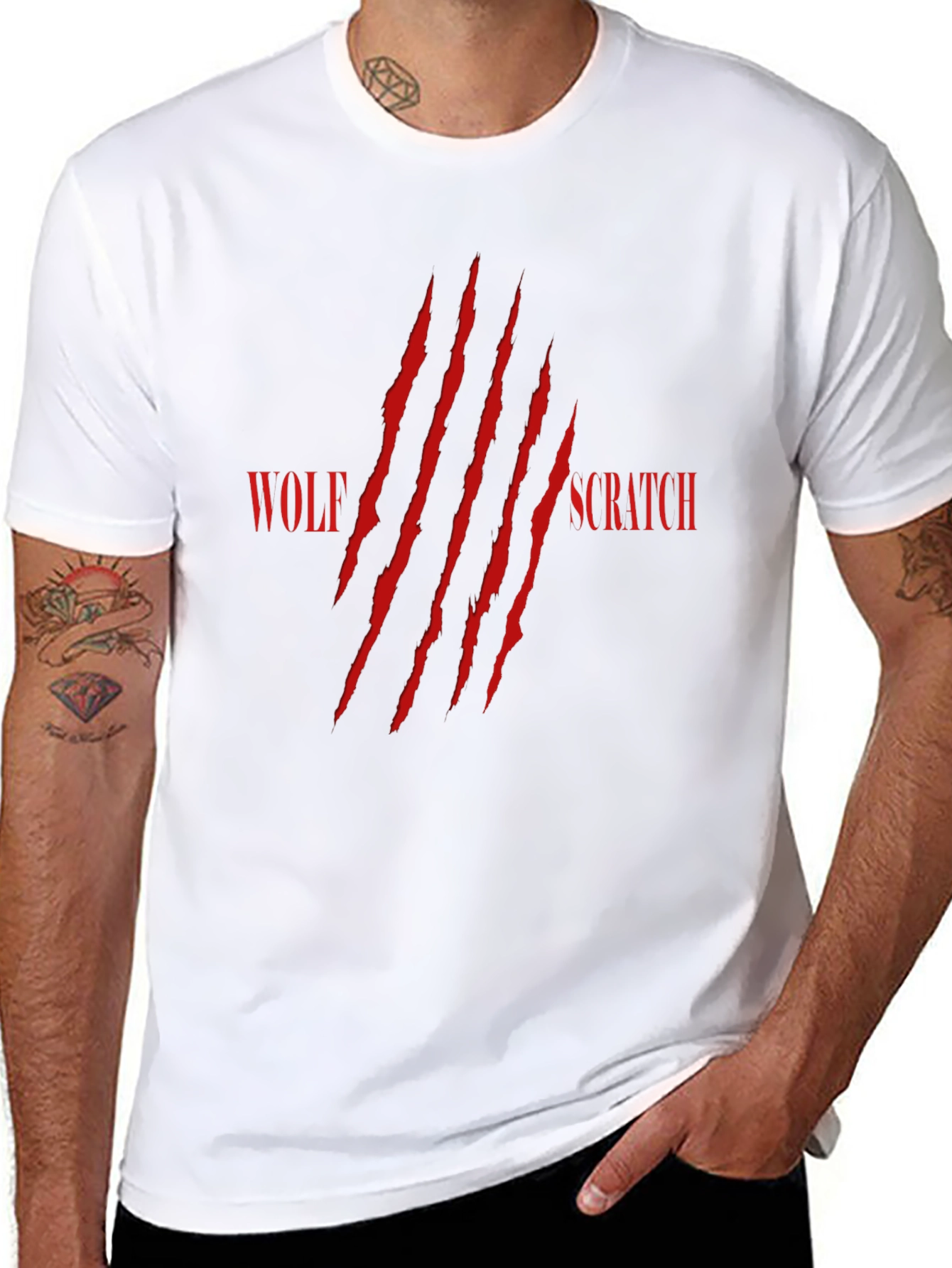 Wolf Scratch Graphic Print T-Shirt