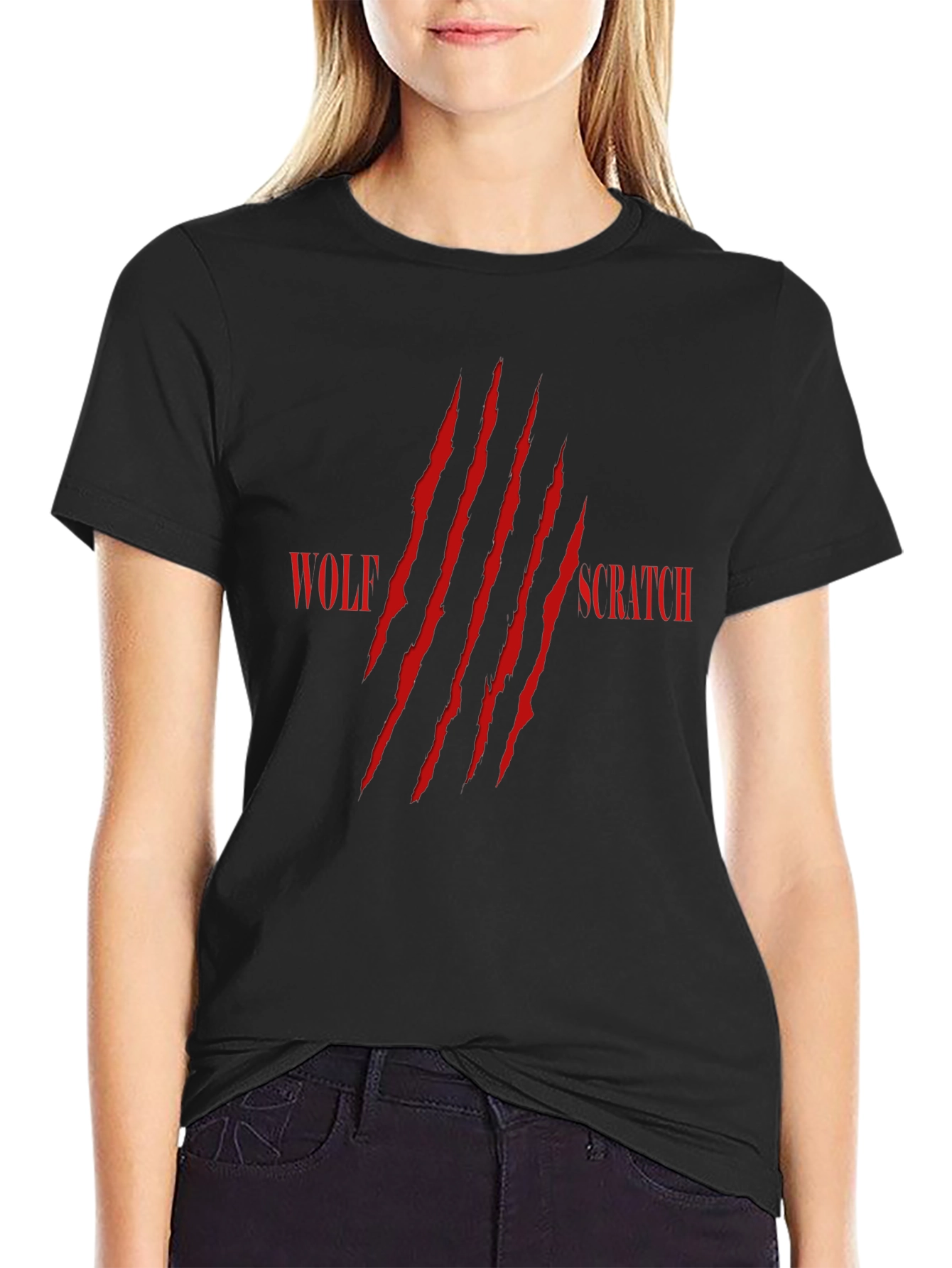 Wolf Scratch Graphic Print T-Shirt