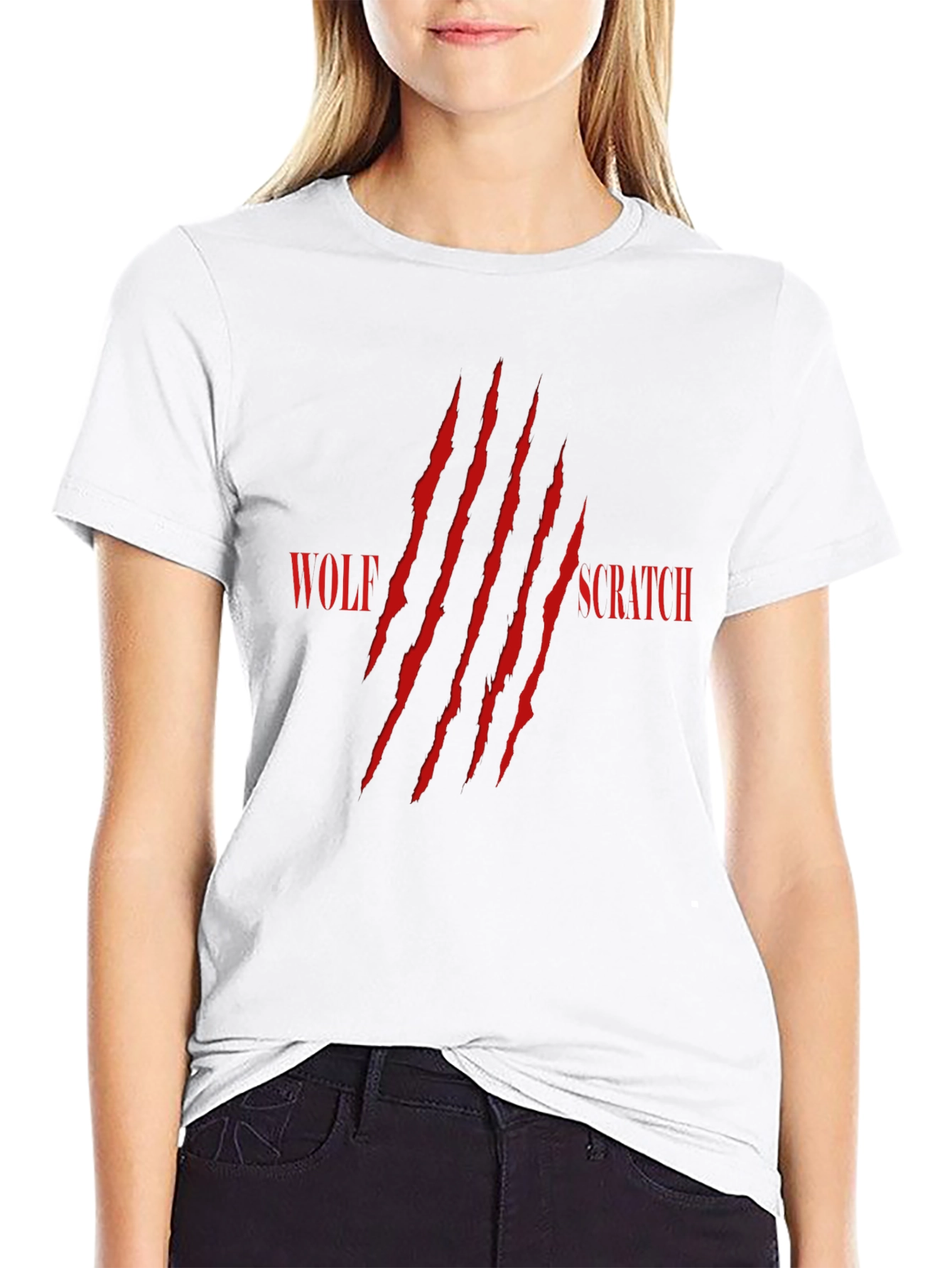 Wolf Scratch Graphic Print T-Shirt