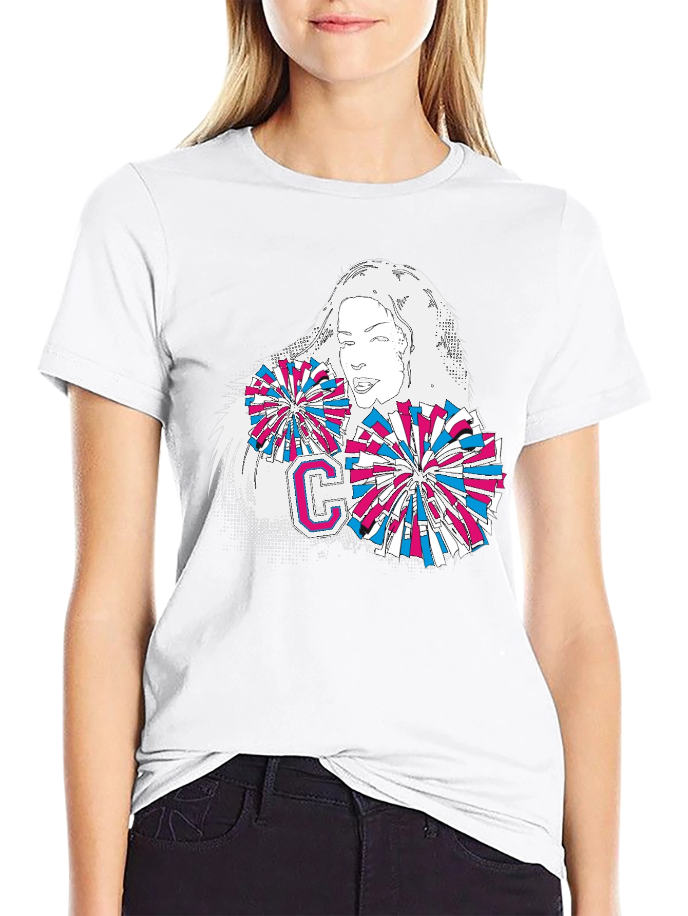 Cheerleader Graphic T-Shirt - Stylish Cotton Tee