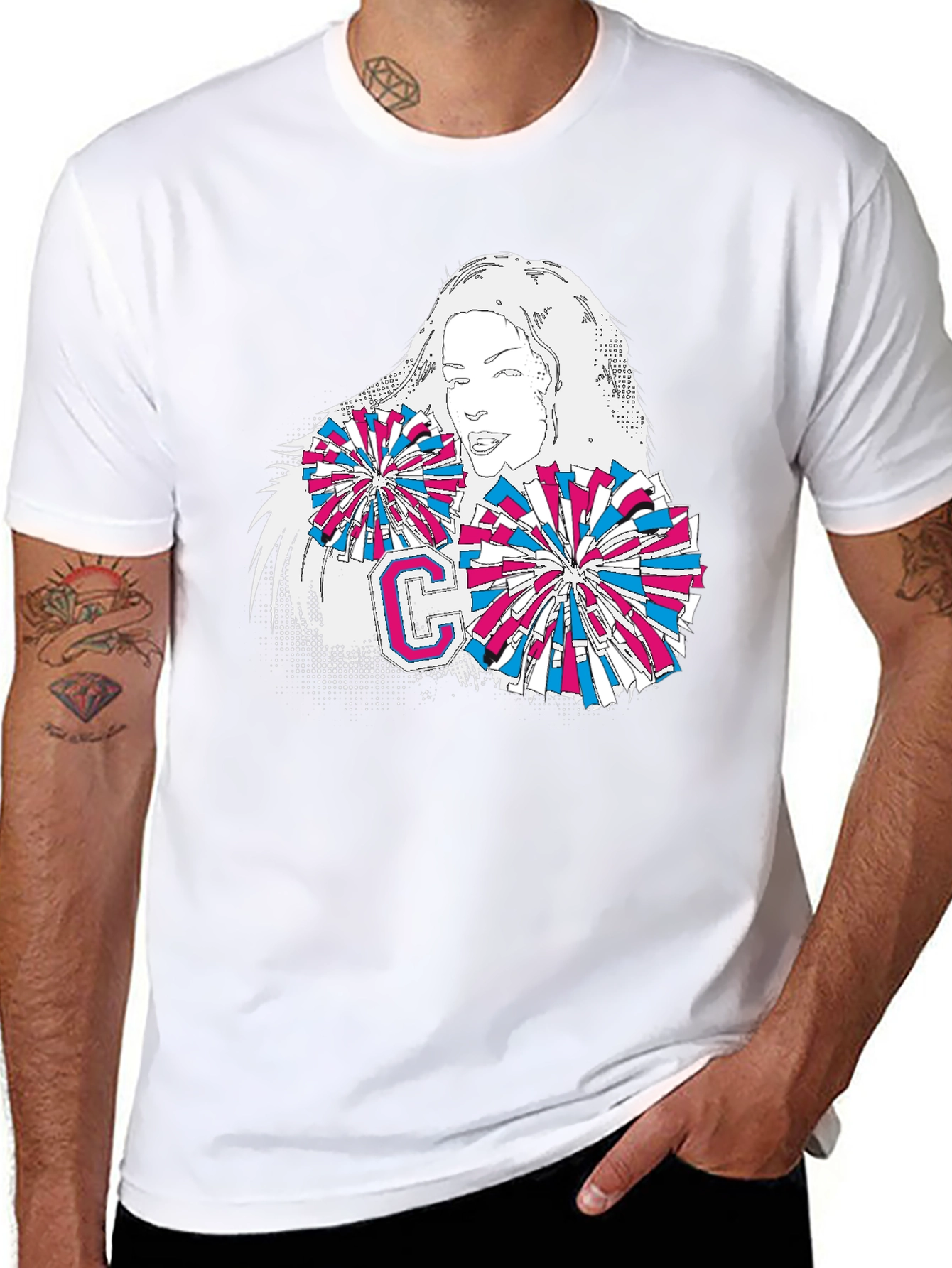 Cheerleader Graphic T-Shirt - Stylish Cotton Tee