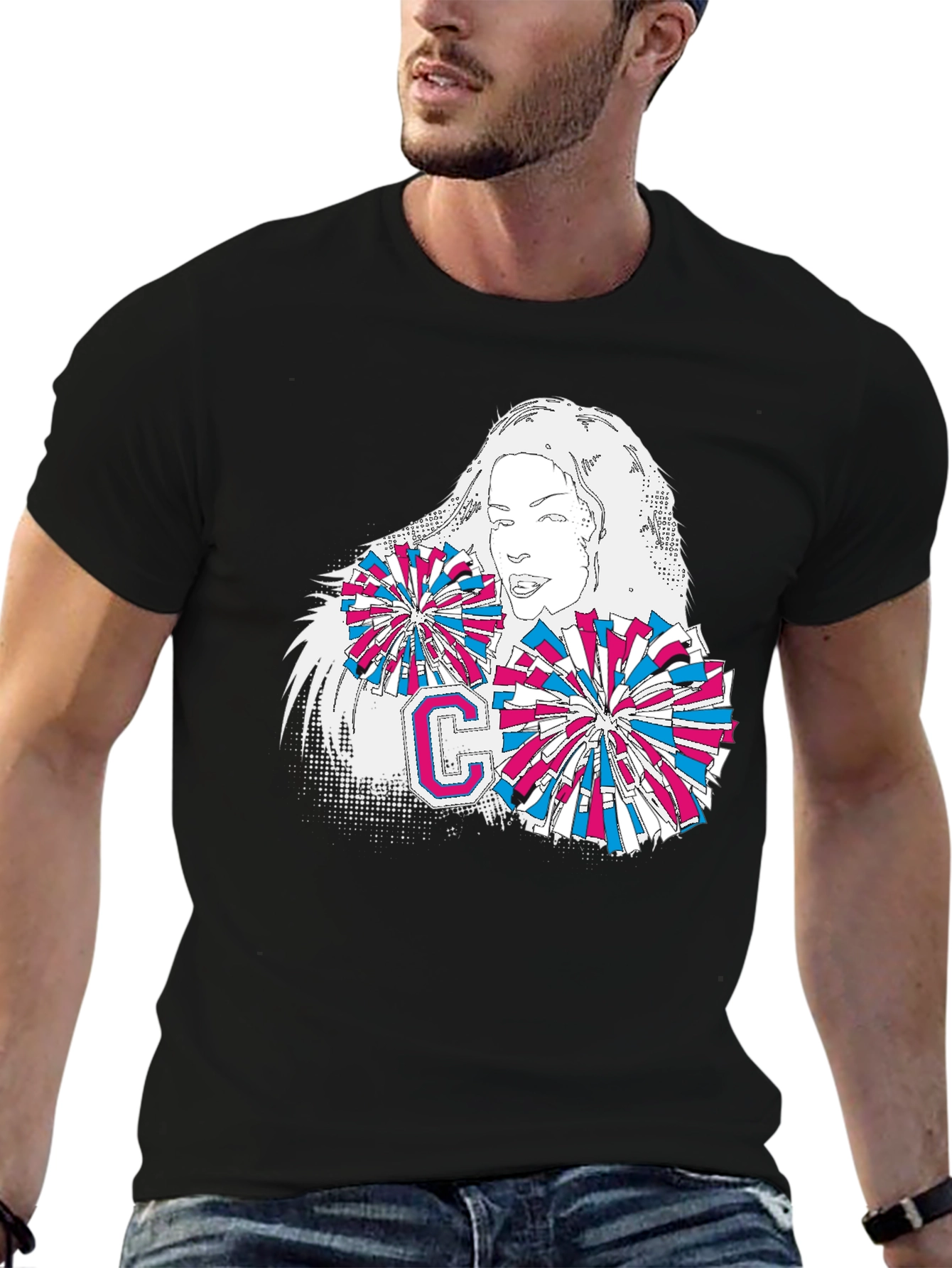 Cheerleader Graphic T-Shirt - Stylish Cotton Tee