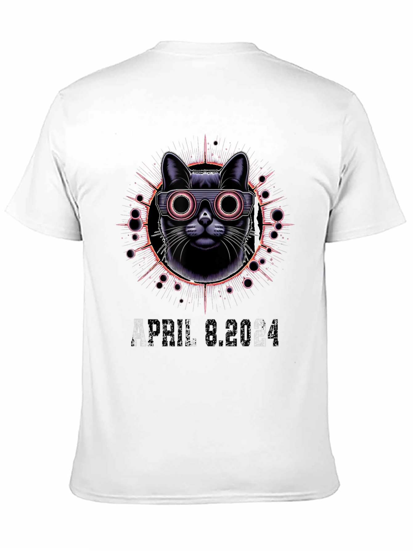 Retro Cat April 8 2024 Black T-Shirt
