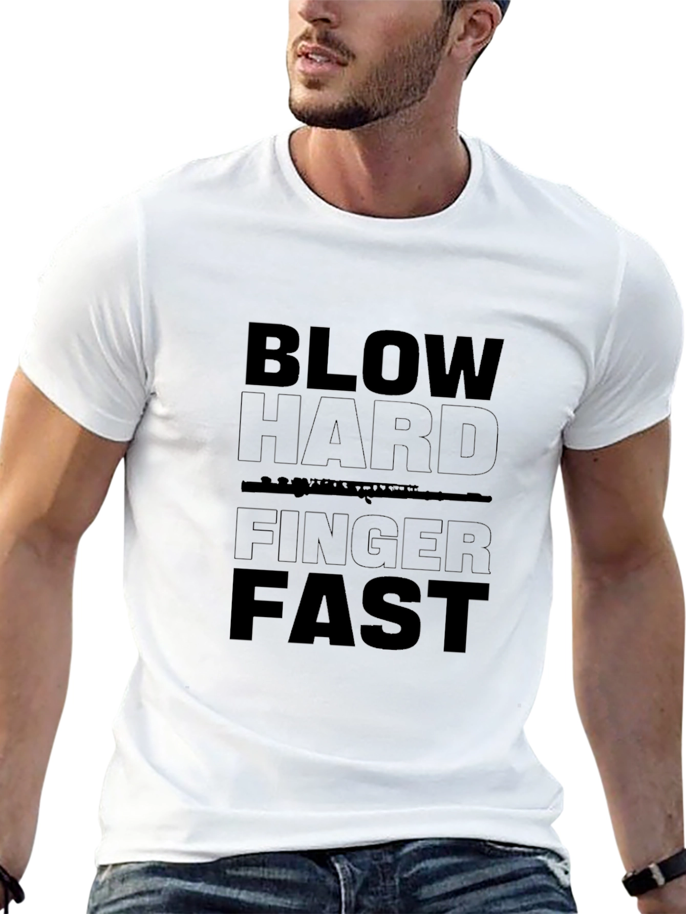 Black Blow Hard Finger Fast Graphic Tee