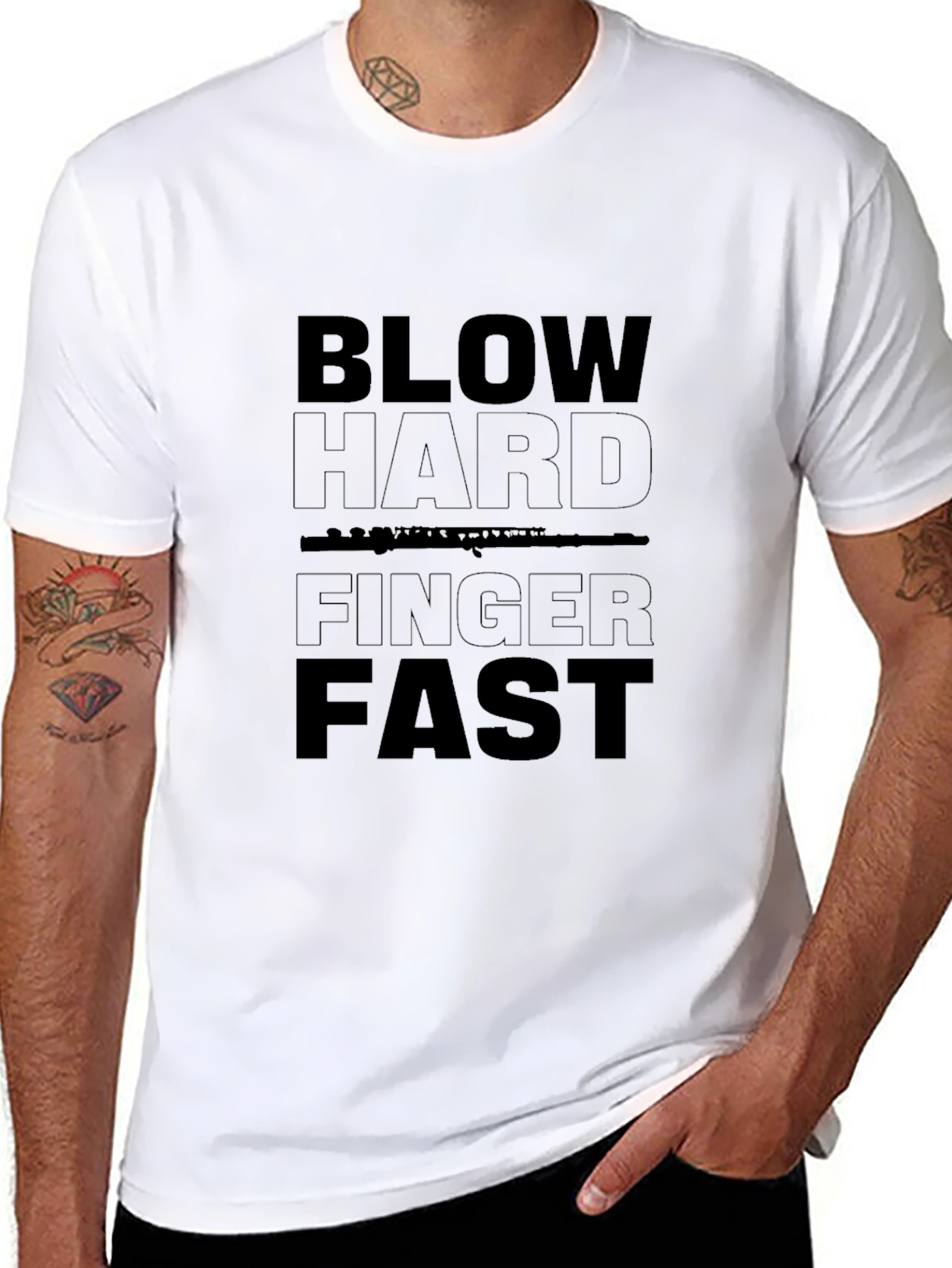 Black Blow Hard Finger Fast Graphic Tee
